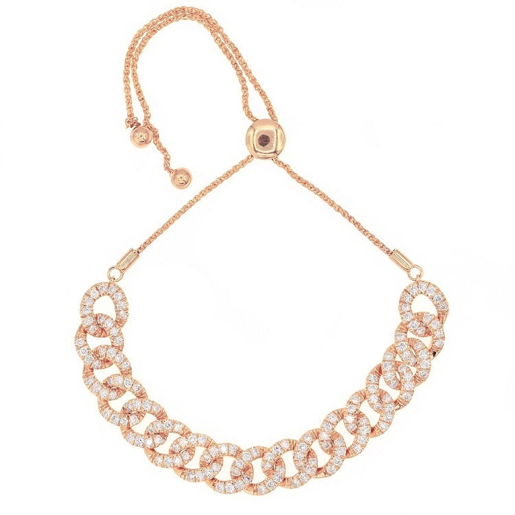 2.79 ct. Diamond 18K Rose Gold Cuban Link Bracelet
