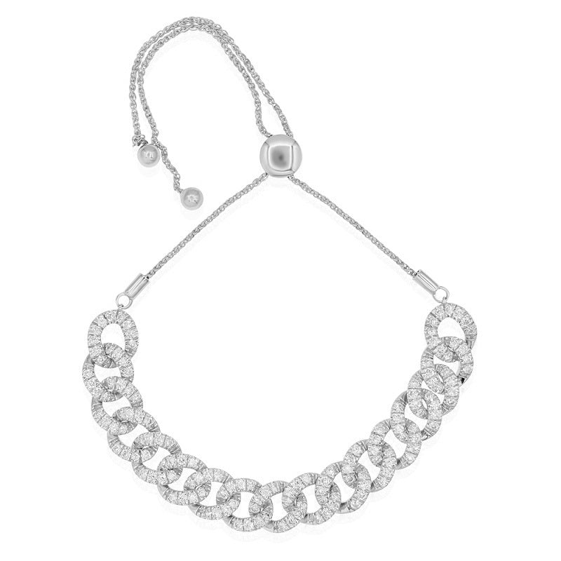 2.78 ct. Diamond 18K White Gold Cuban Chain Link Bolo Bracelet