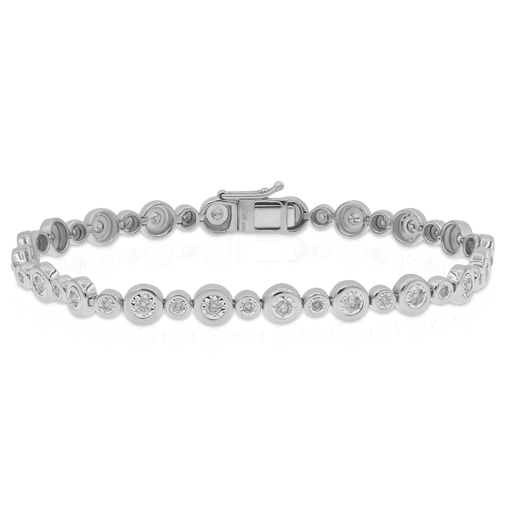 1.05 ct. Diamond 14K White Gold Circle Tennis Bracelet