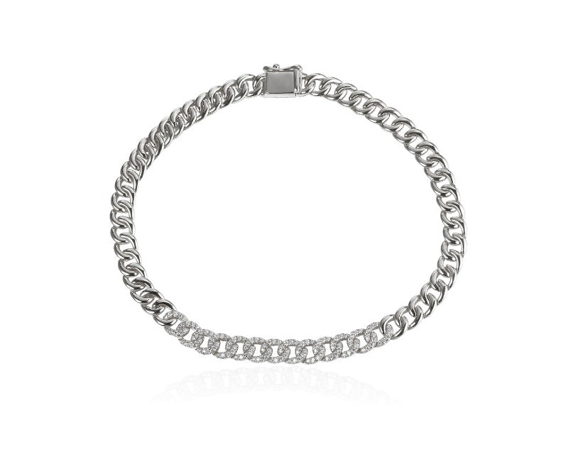 0.33 ct. Diamond 14K White Gold Cuban Link Bracelet