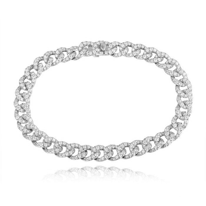 3.65 ct. Diamond 14K White Gold Cuban Link Bracelet