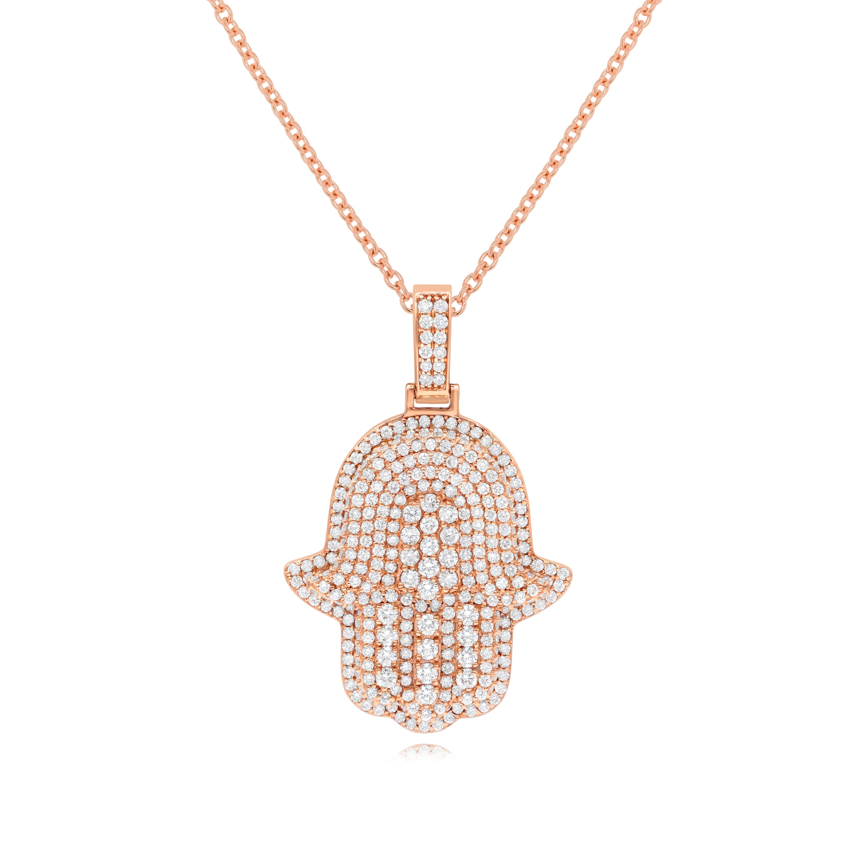 3.95 ct. Diamond 14K Rose Gold Hamsa Pendant
