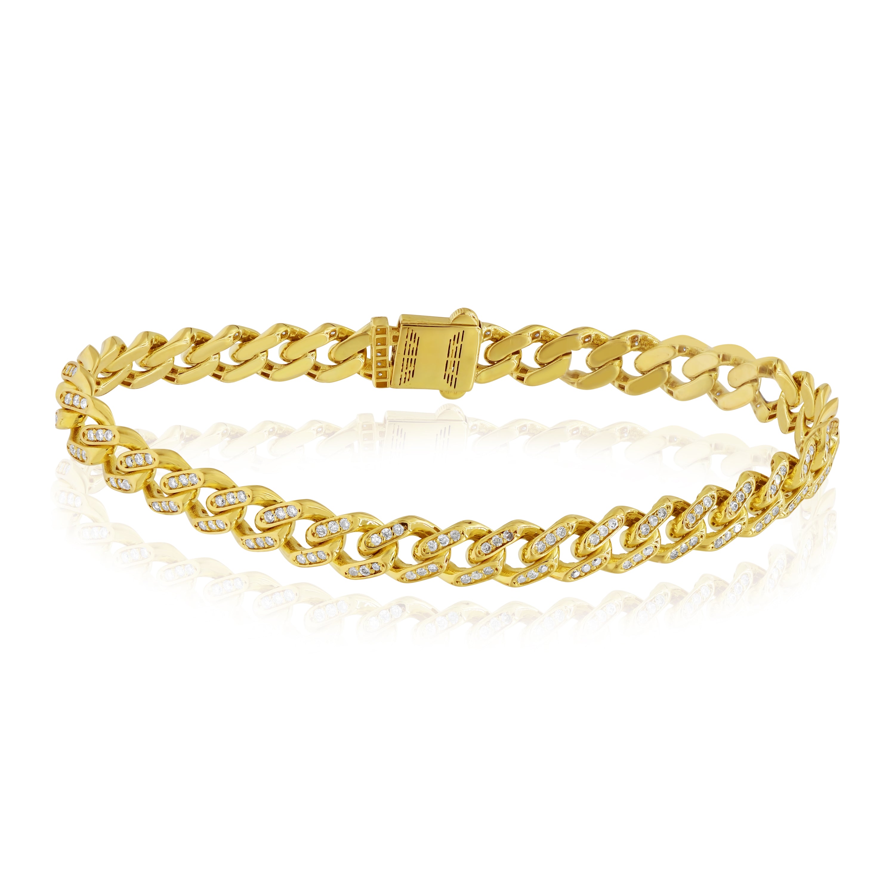 1.83 ct. Diamond 14K Yellow Gold Cuban Link Bracelet