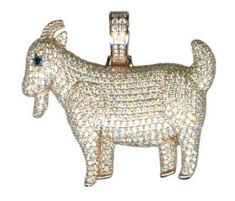 3.65 ct. Black & White Diamond 14K Rose Gold Blinged Out Goat Pendant