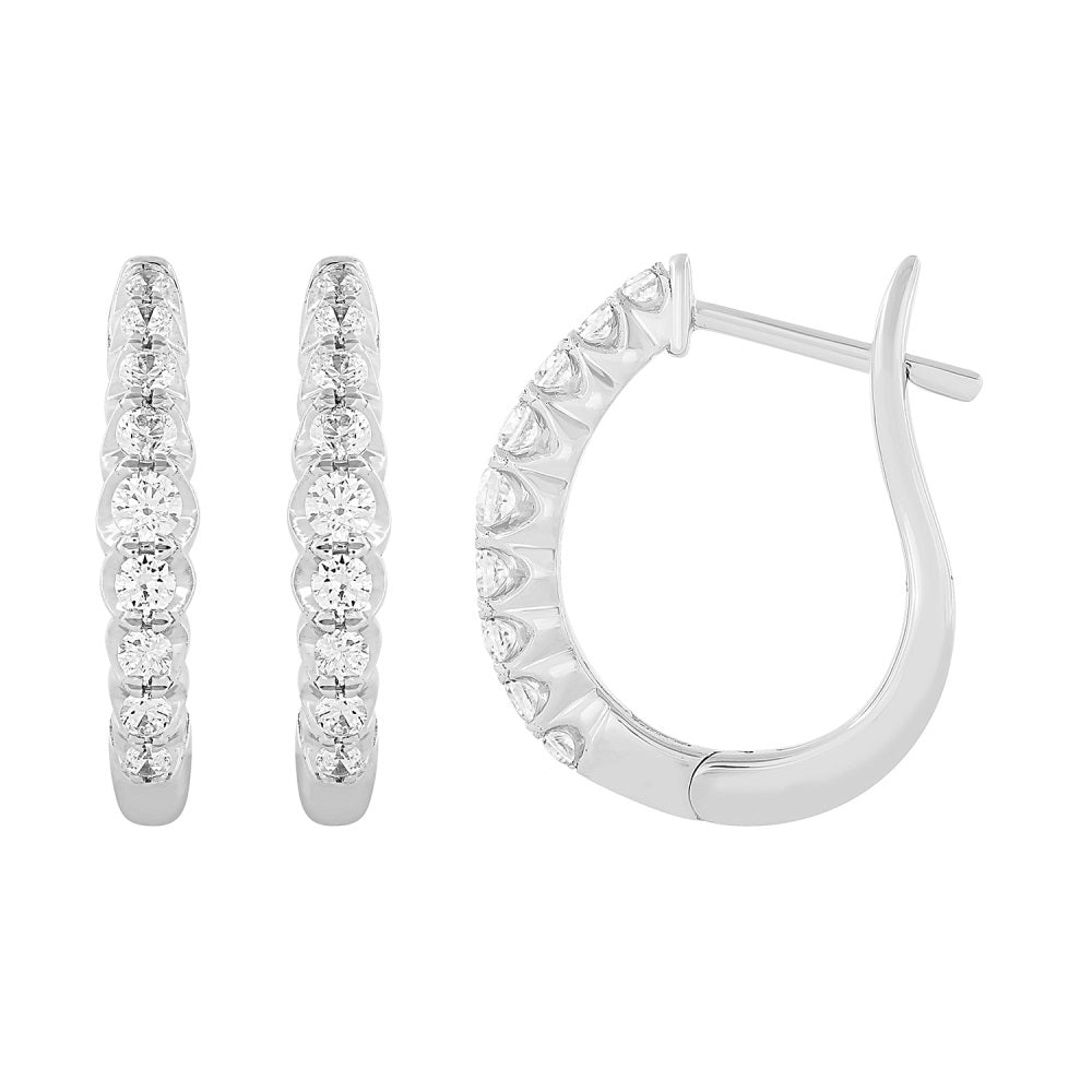 0.24 ct. Diamond 14K White Gold Hoop Earrings