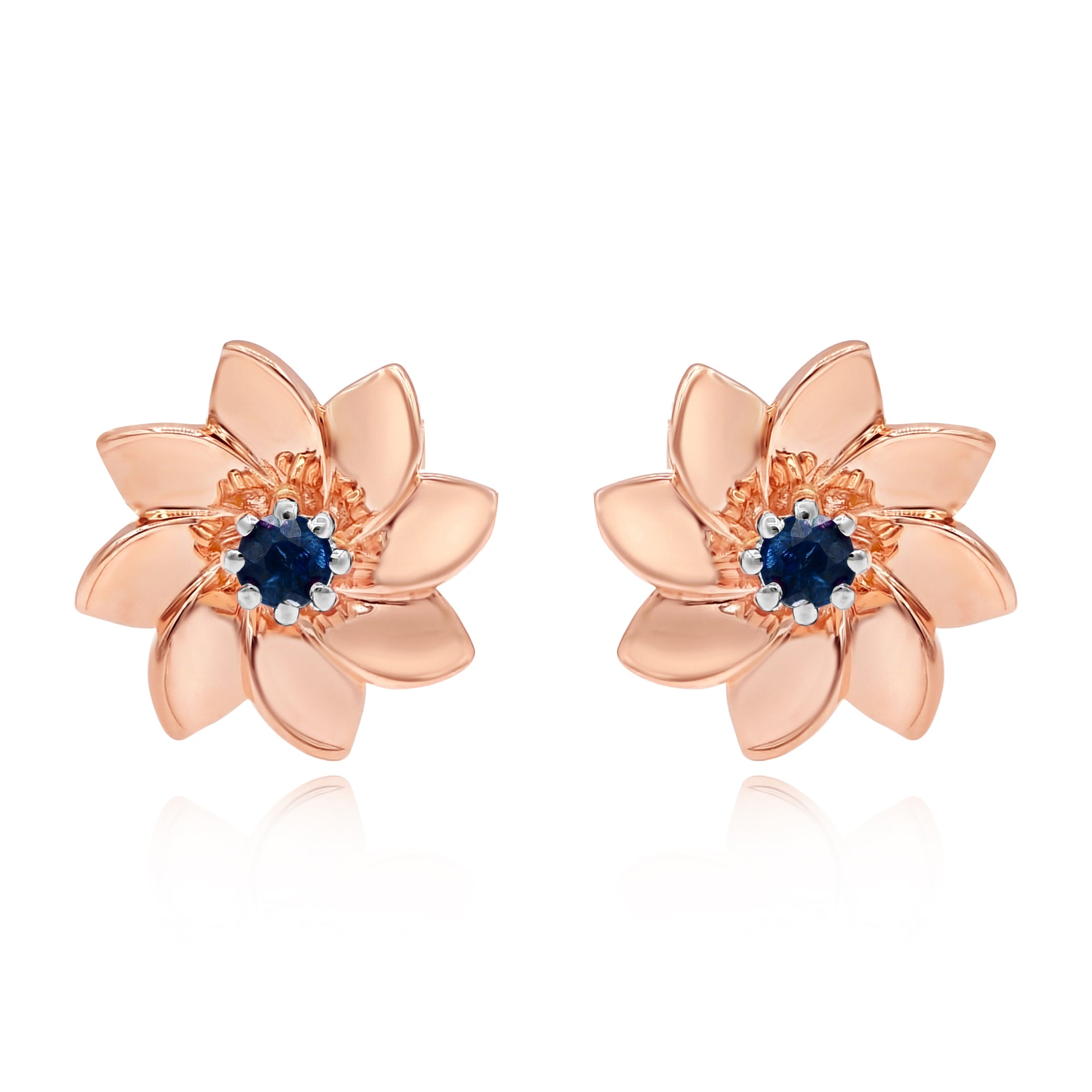 0.17 ct. Sapphire 14K Rose Gold Flower Stud Earrings