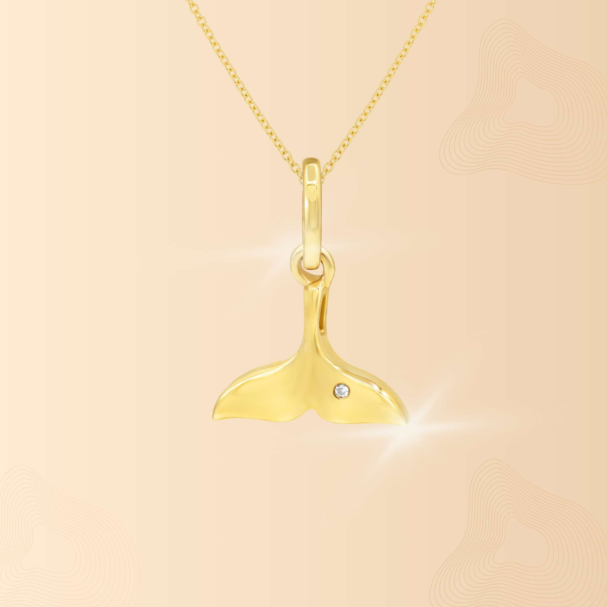0.01 ct. Diamond 14K Yellow Gold Whale Tail Pendant