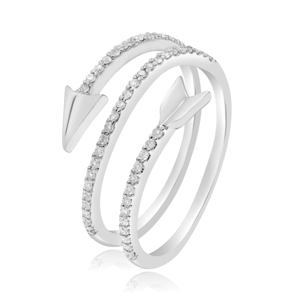 0.25 ct. Diamond 14K White Gold Pave Arrow Spiral Ring