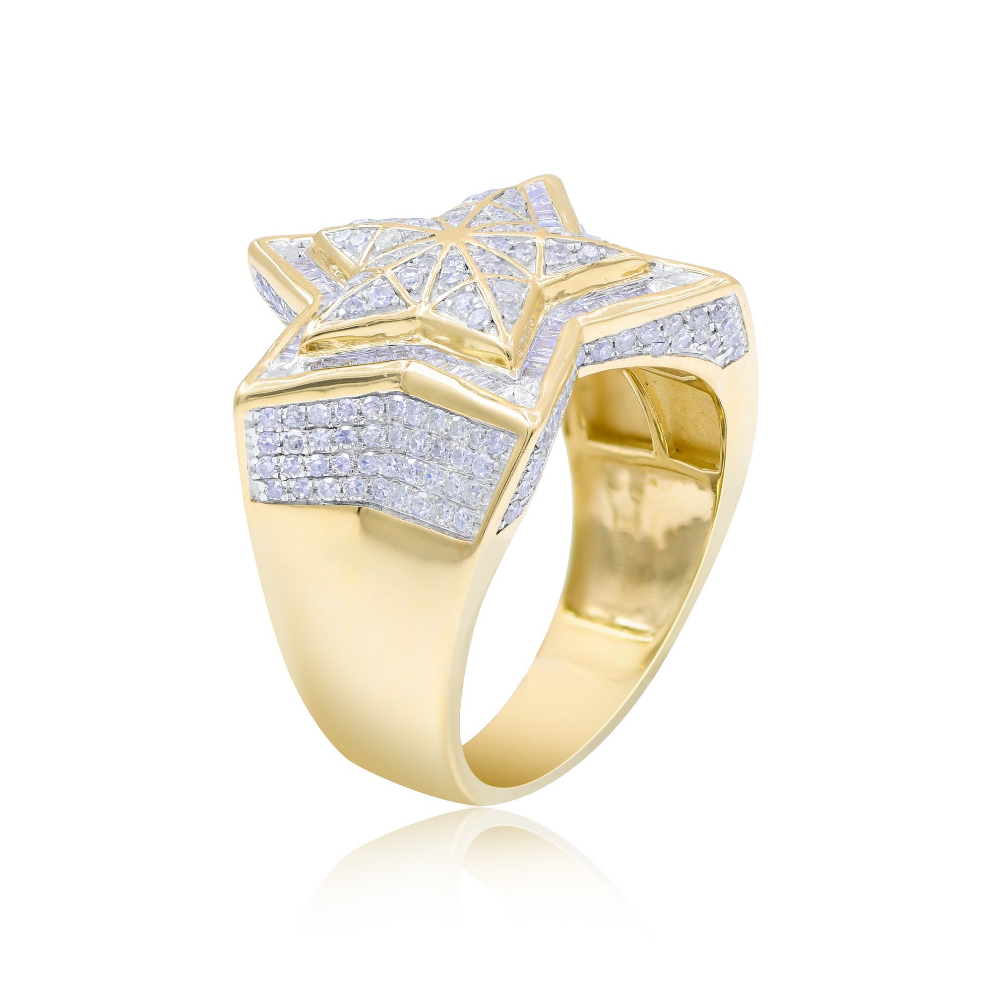 1.36 ct. Diamond 14K Yellow Gold Pave Star Men's Ring