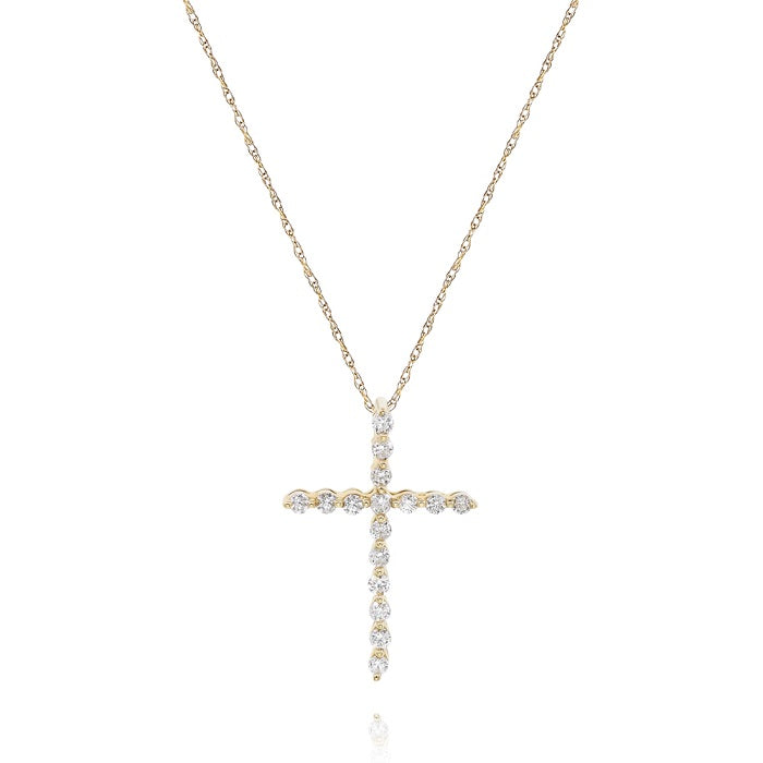 0.25 ct. Diamond 14K Yellow Gold Cross Pendant