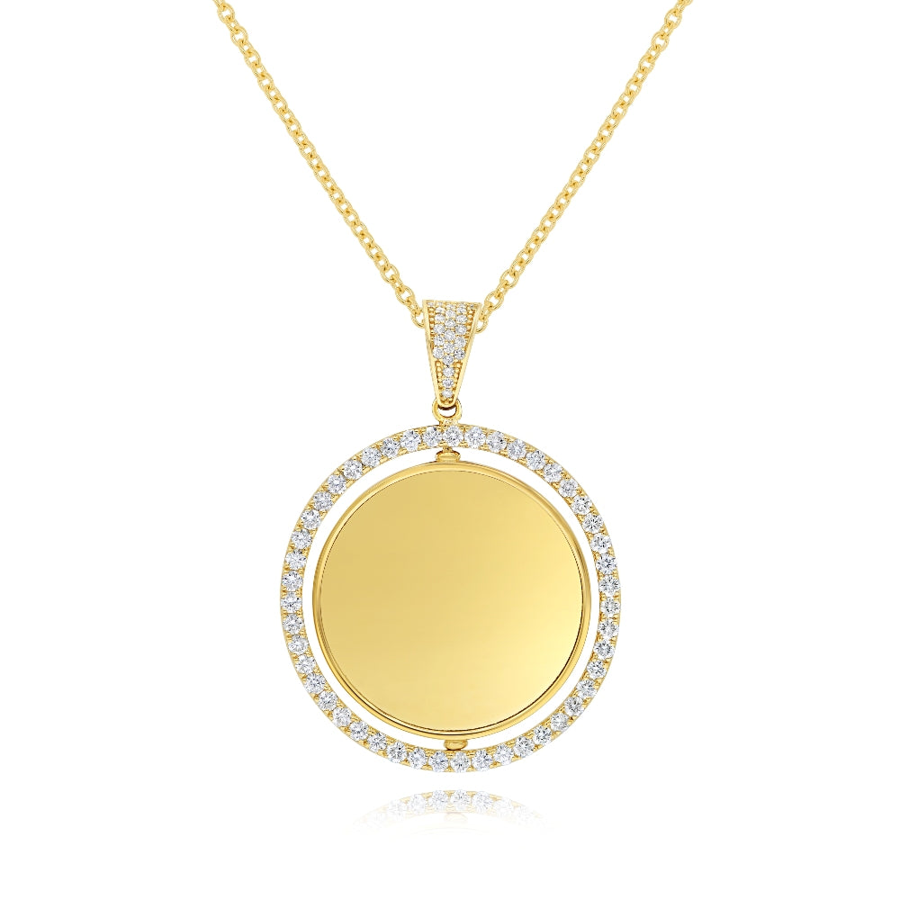 3.01 ct. Diamond 14K Yellow Gold Halo Memory Pendant
