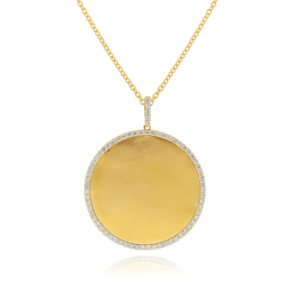 1.83 ct. Diamond 14K Yellow Gold Memory Frame Medallion Pendant