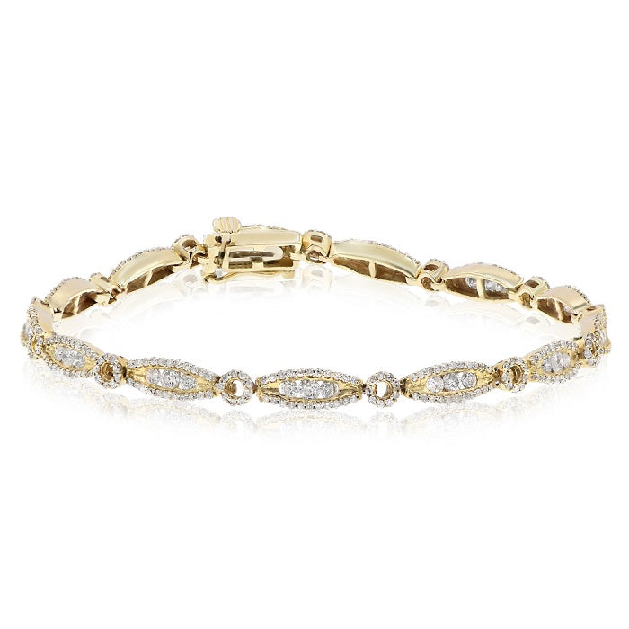 2.28 ct. Diamond 14K Yellow Gold Alternating Links Bracelet