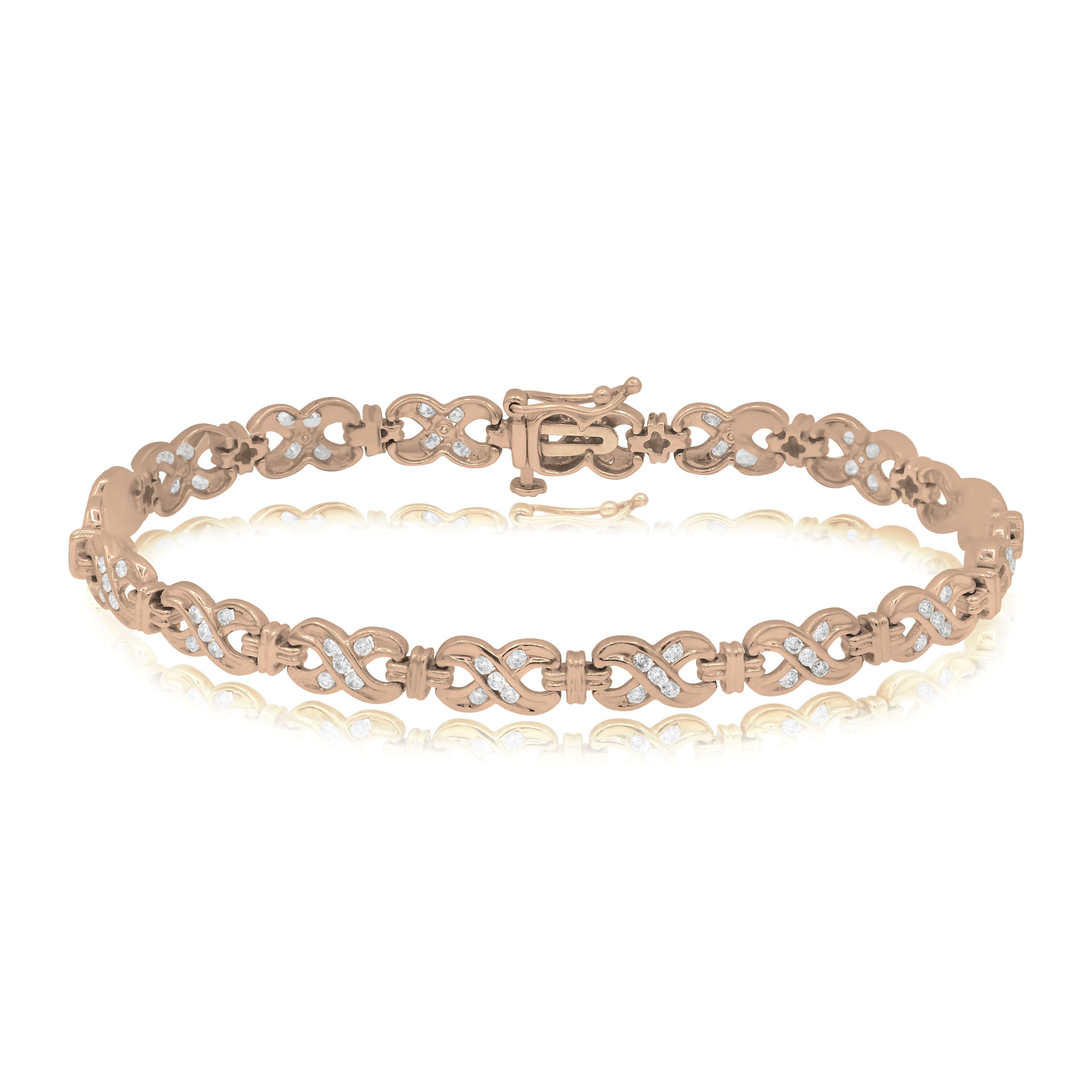 0.95 ct. Diamond 14K Rose Gold Infinity Bracelet