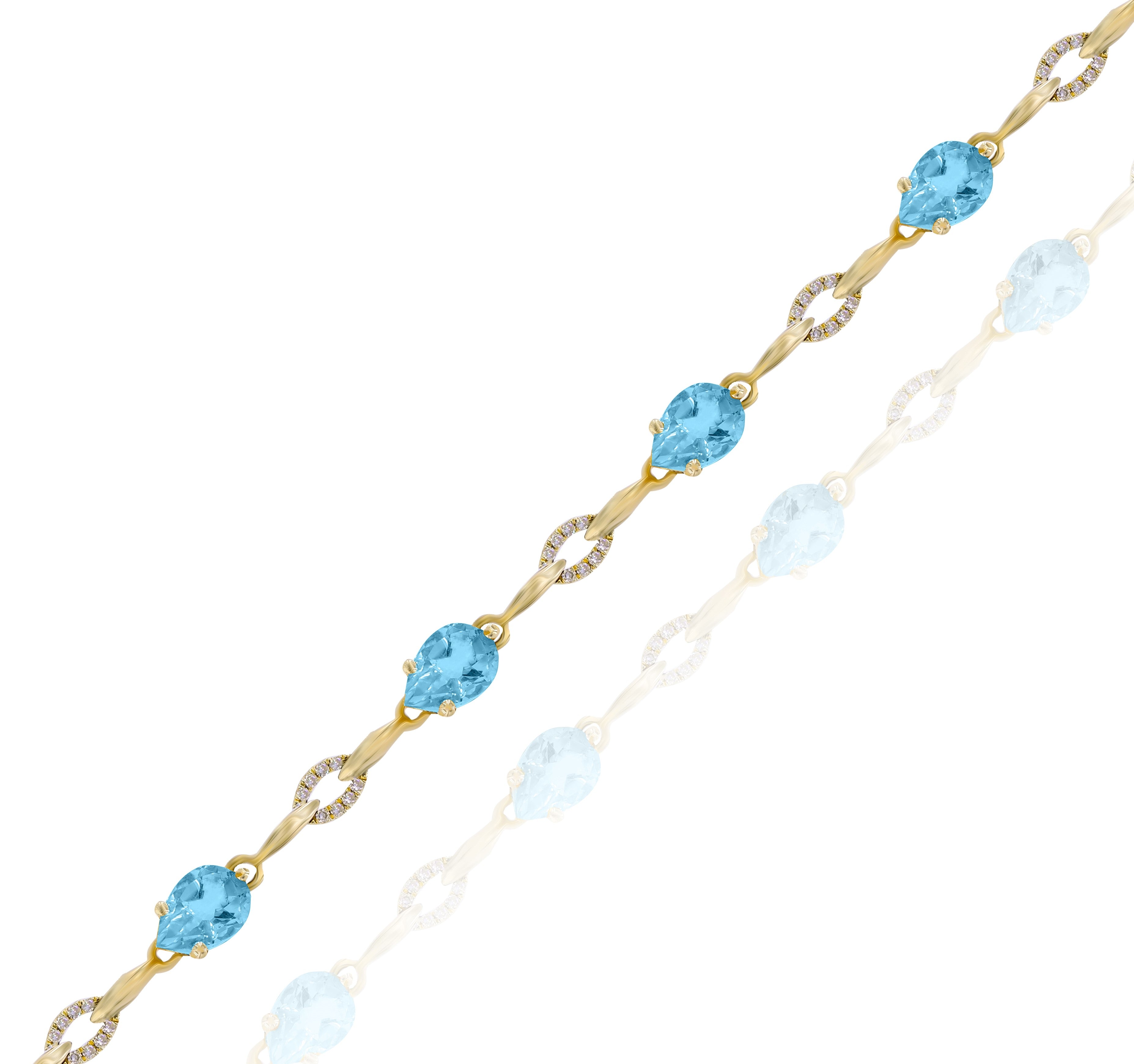 6.6 ct. Topaz & 0.22 ct. Diamond 14K Yellow Gold Link Bracelet
