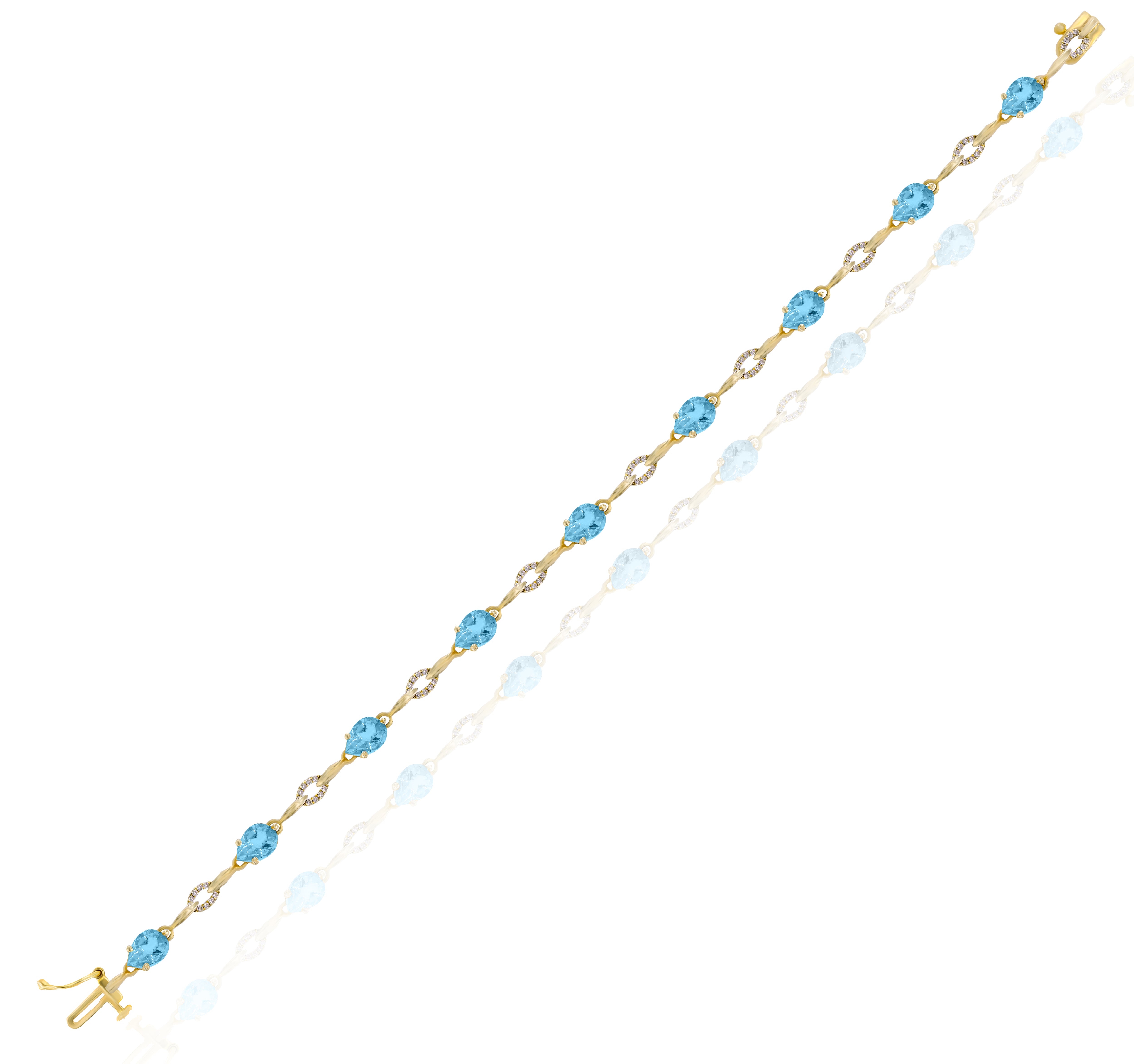 6.6 ct. Topaz & 0.22 ct. Diamond 14K Yellow Gold Link Bracelet
