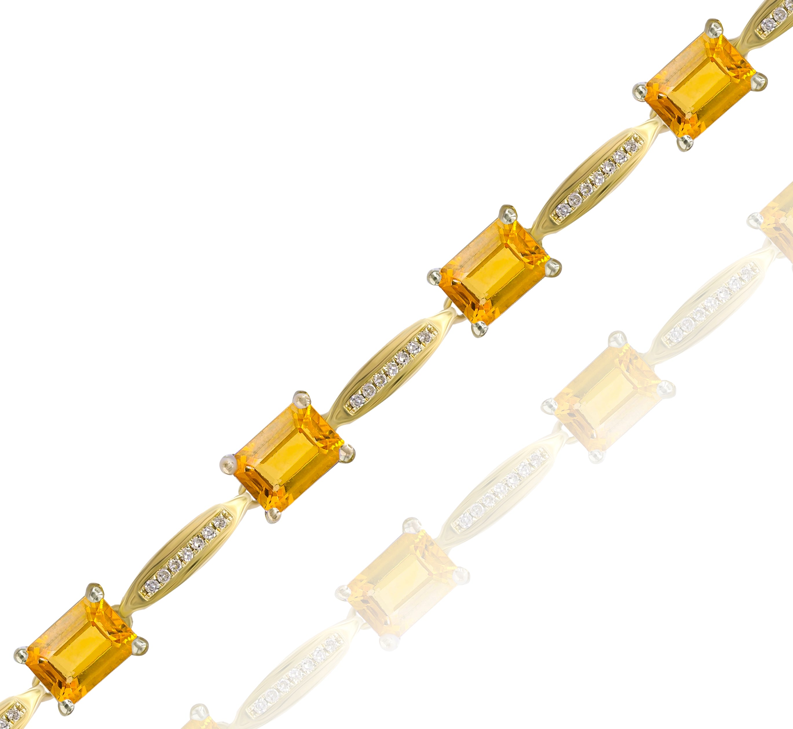 7.59 ct. Citrine & 0.23 ct. Diamond 14K Yellow Gold Link Bracelet