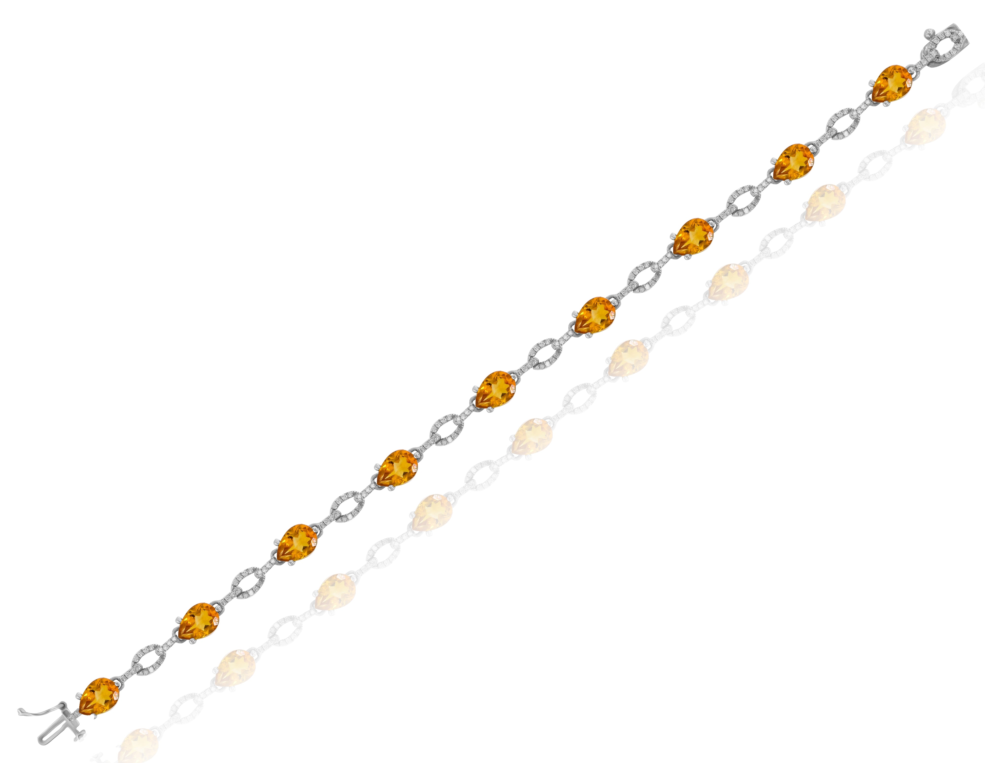 5.36 ct. Citrine & 0.5 ct. Diamond 14K White Gold Link Bracelet