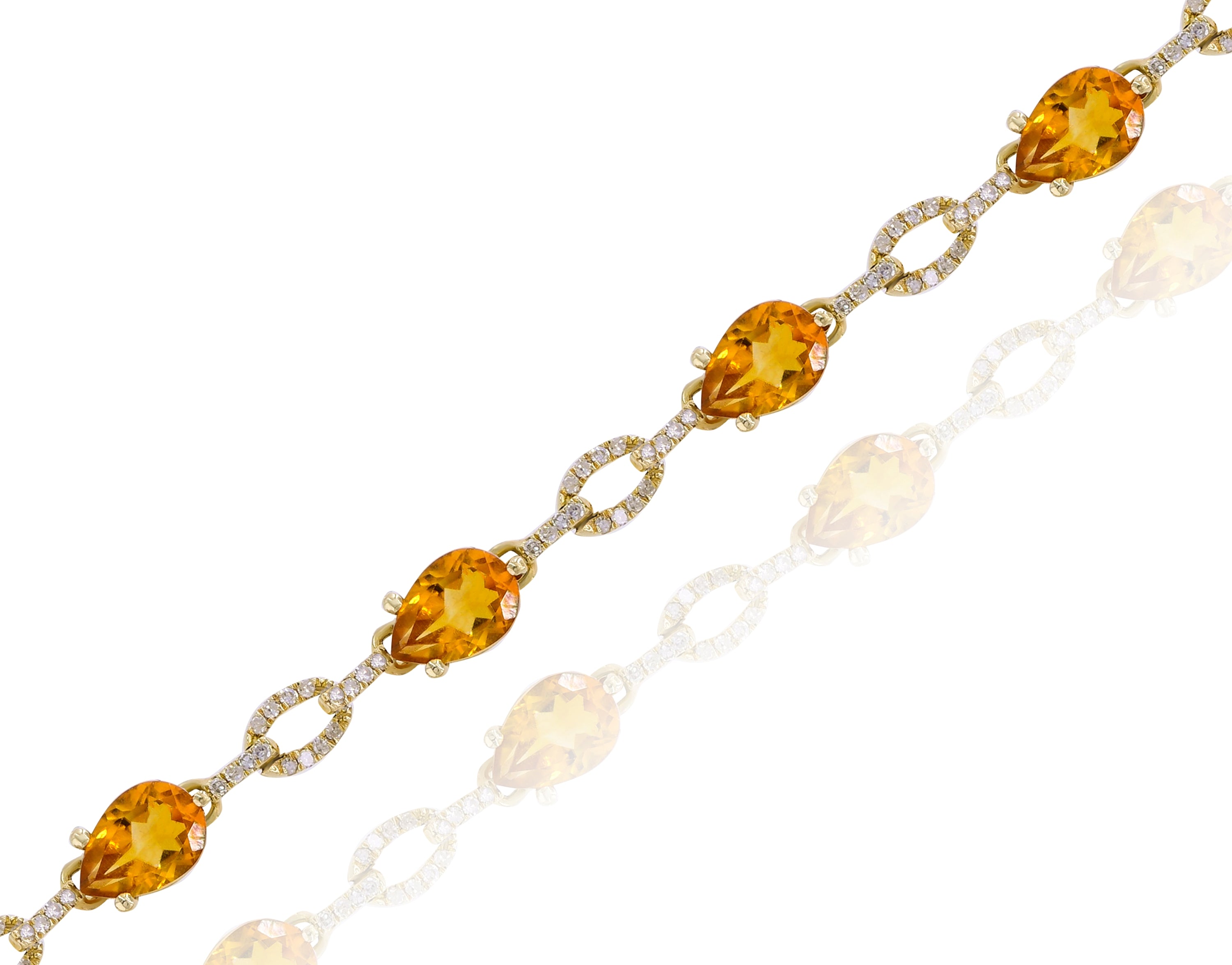 5.7 ct. Citrine & 0.49 ct. Diamond 14K Yellow Gold Link Bracelet