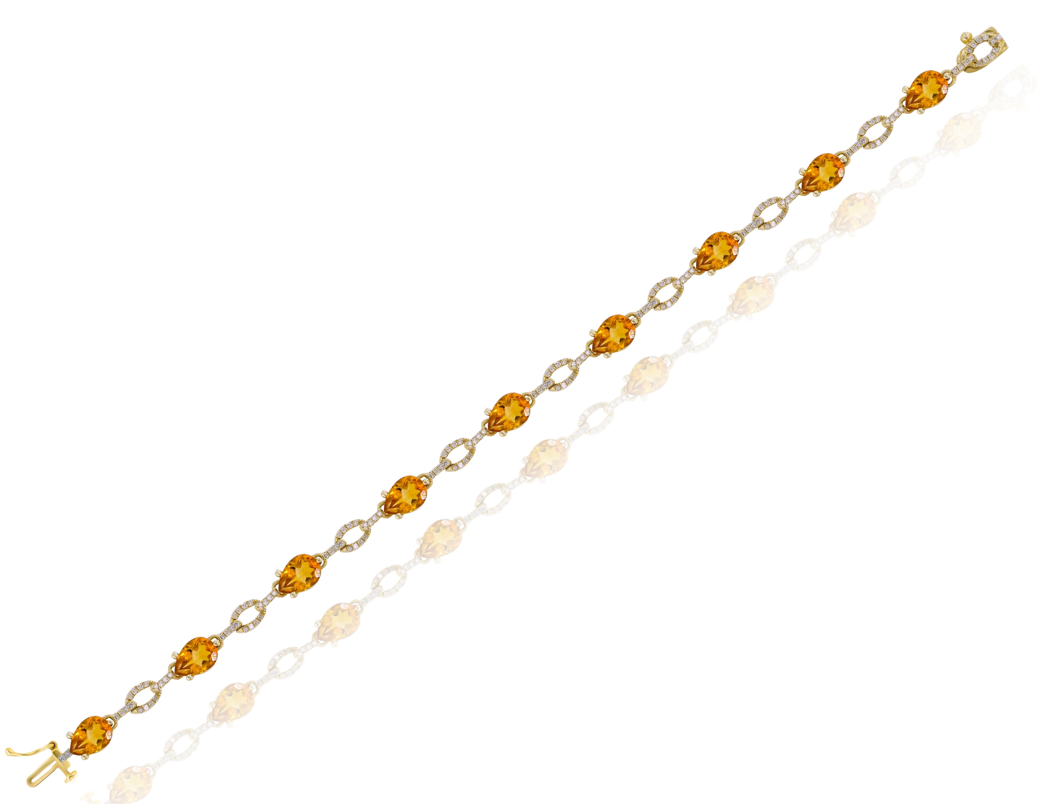5.7 ct. Citrine & 0.49 ct. Diamond 14K Yellow Gold Link Bracelet