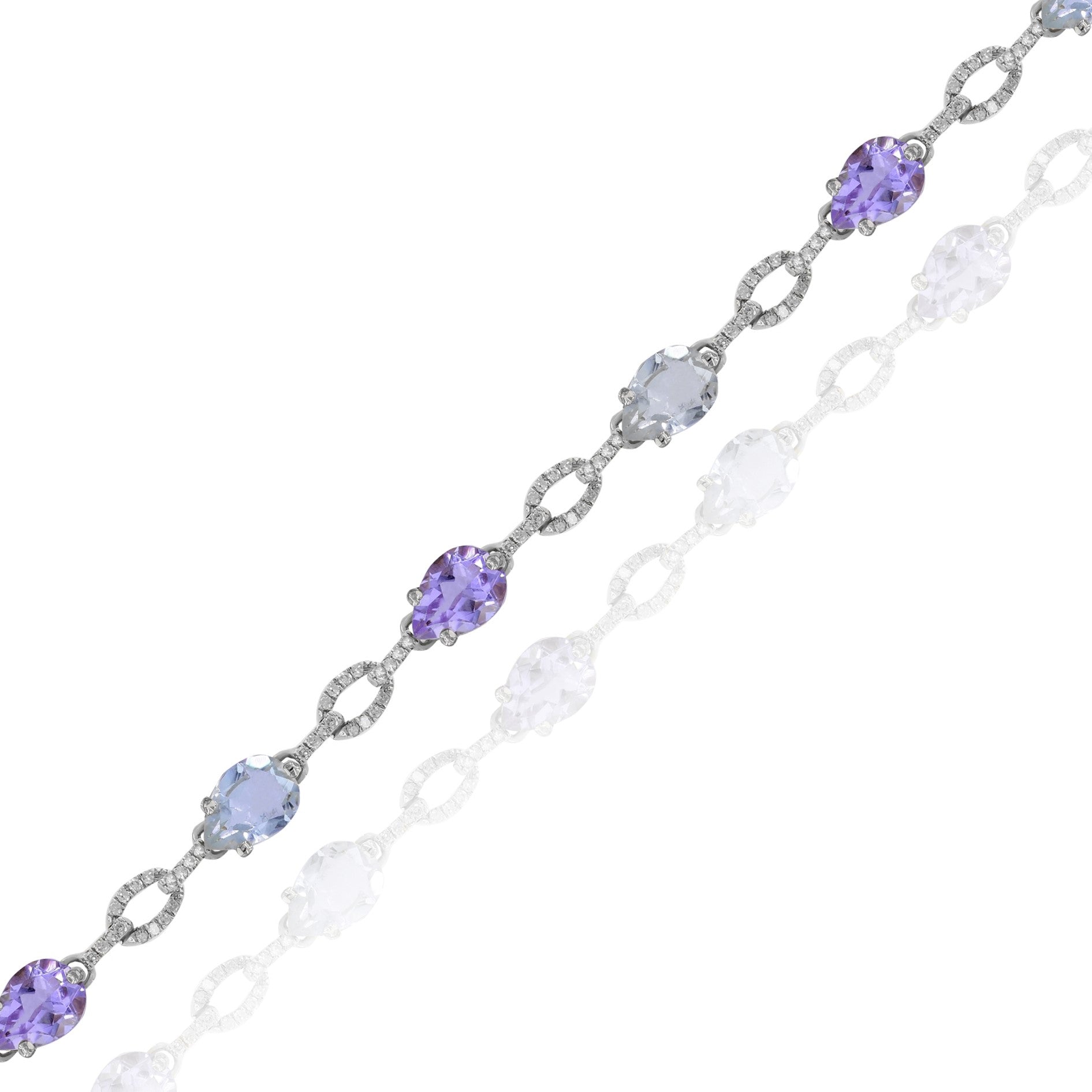 5 ct. Amethyst & 0.5 ct. Diamond 14K White Gold Bracelet
