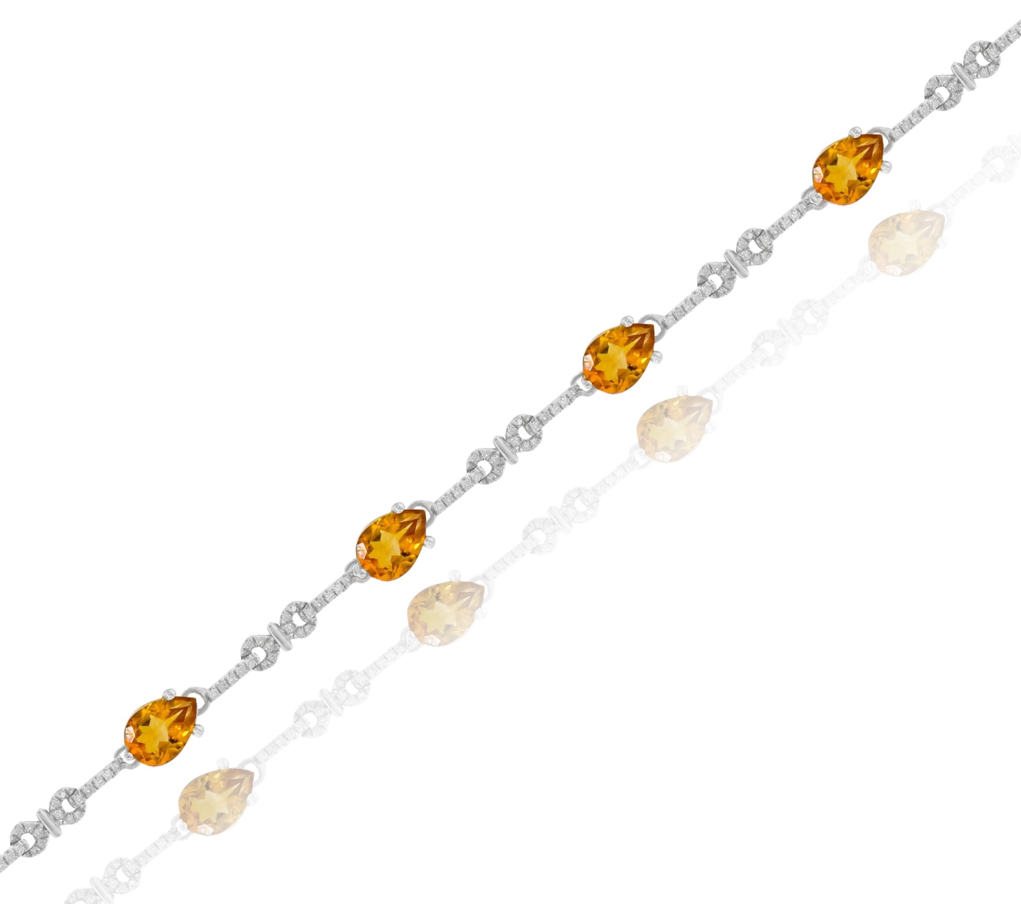 4.65 ct. Citrine & 0.4 ct. Diamond 14K White Gold Link Bracelet