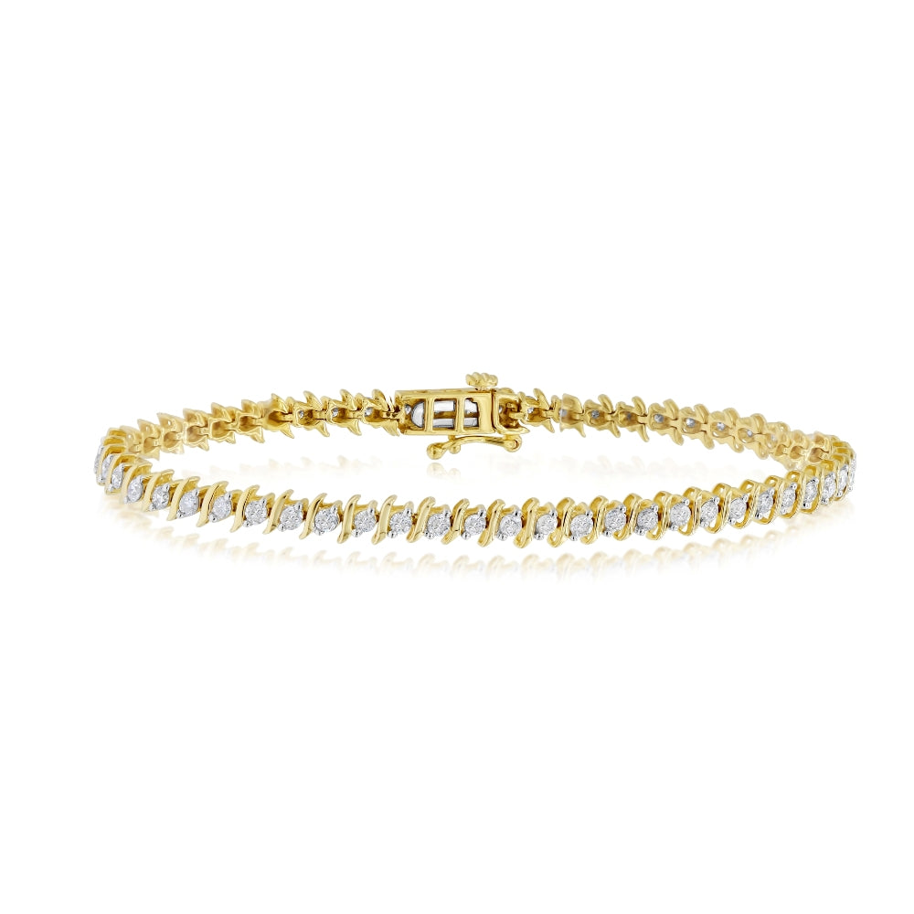 1.9 ct. Diamond 14K Yellow Gold S-Link Swirl Tennis Bracelet