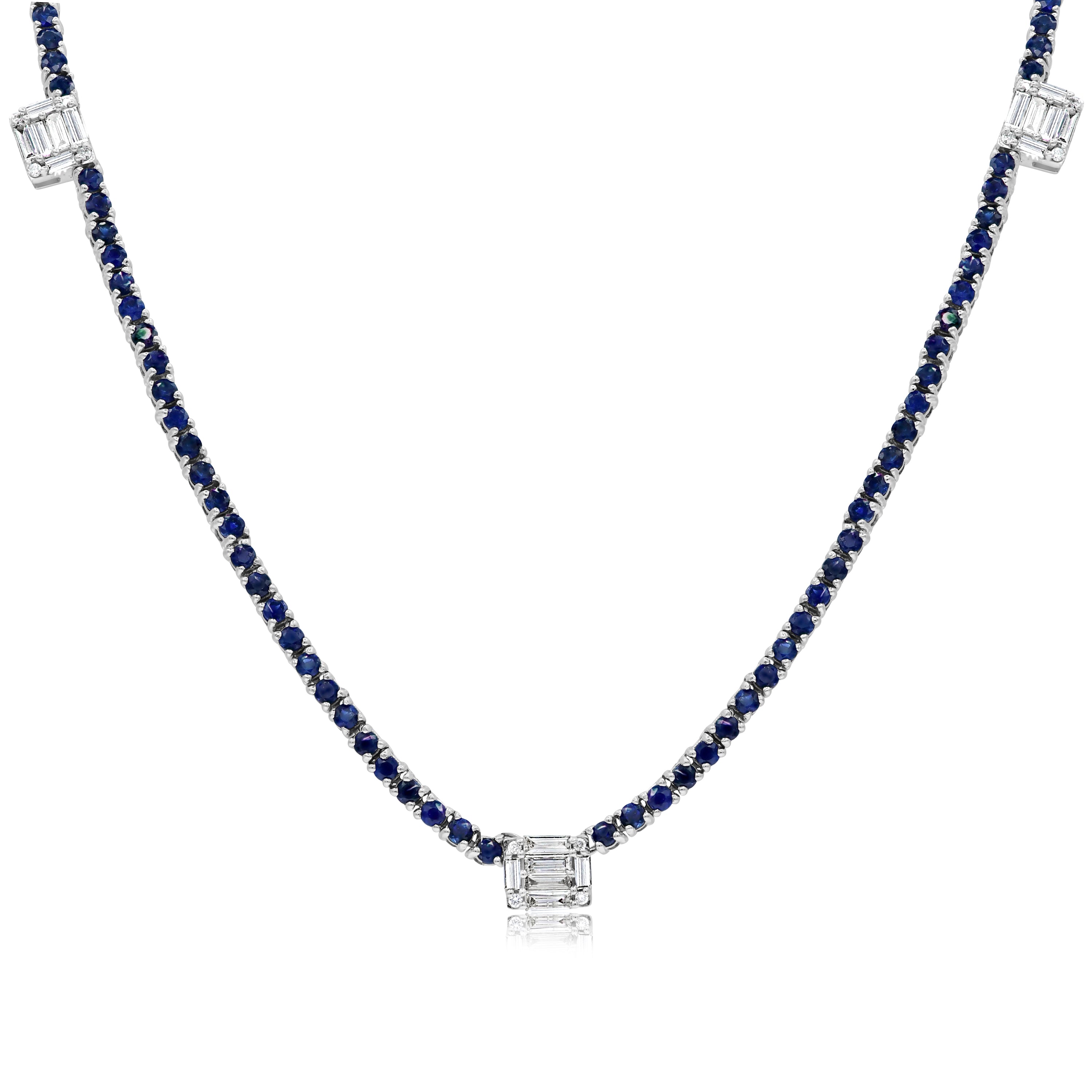 5.53 ct. Sapphire & 0.62 ct. Diamond 14K White Gold Necklace
