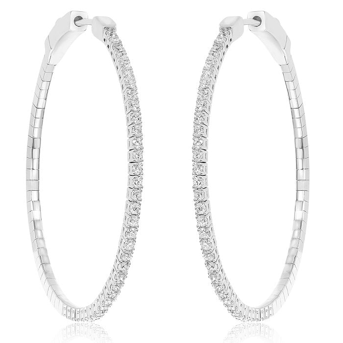 1.53 ct. Diamond 18K White Gold Hoop Earrings