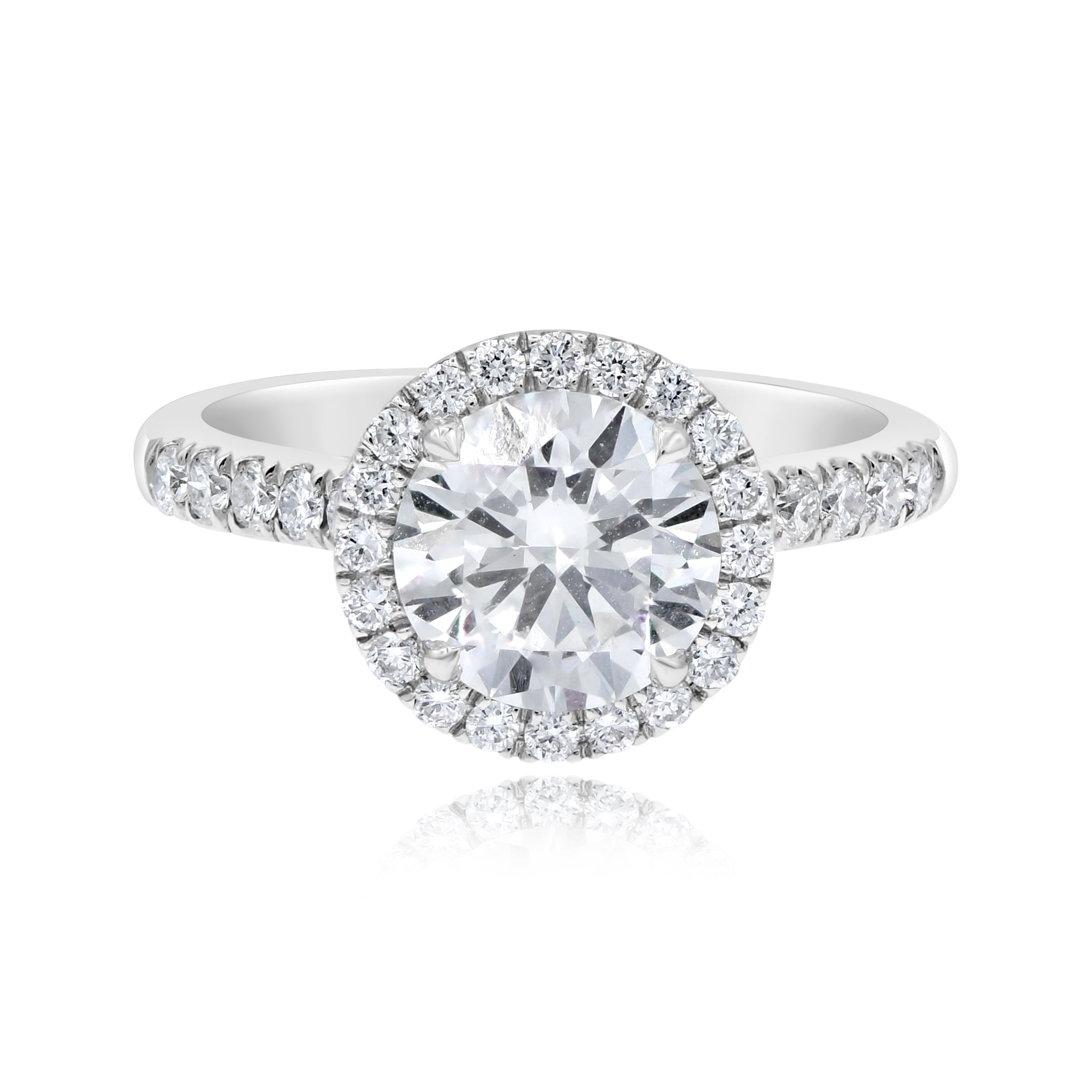 3.54 ct. Lab-Grown Diamond 14K White Gold Round Halo Cathedral Engagement Ring
