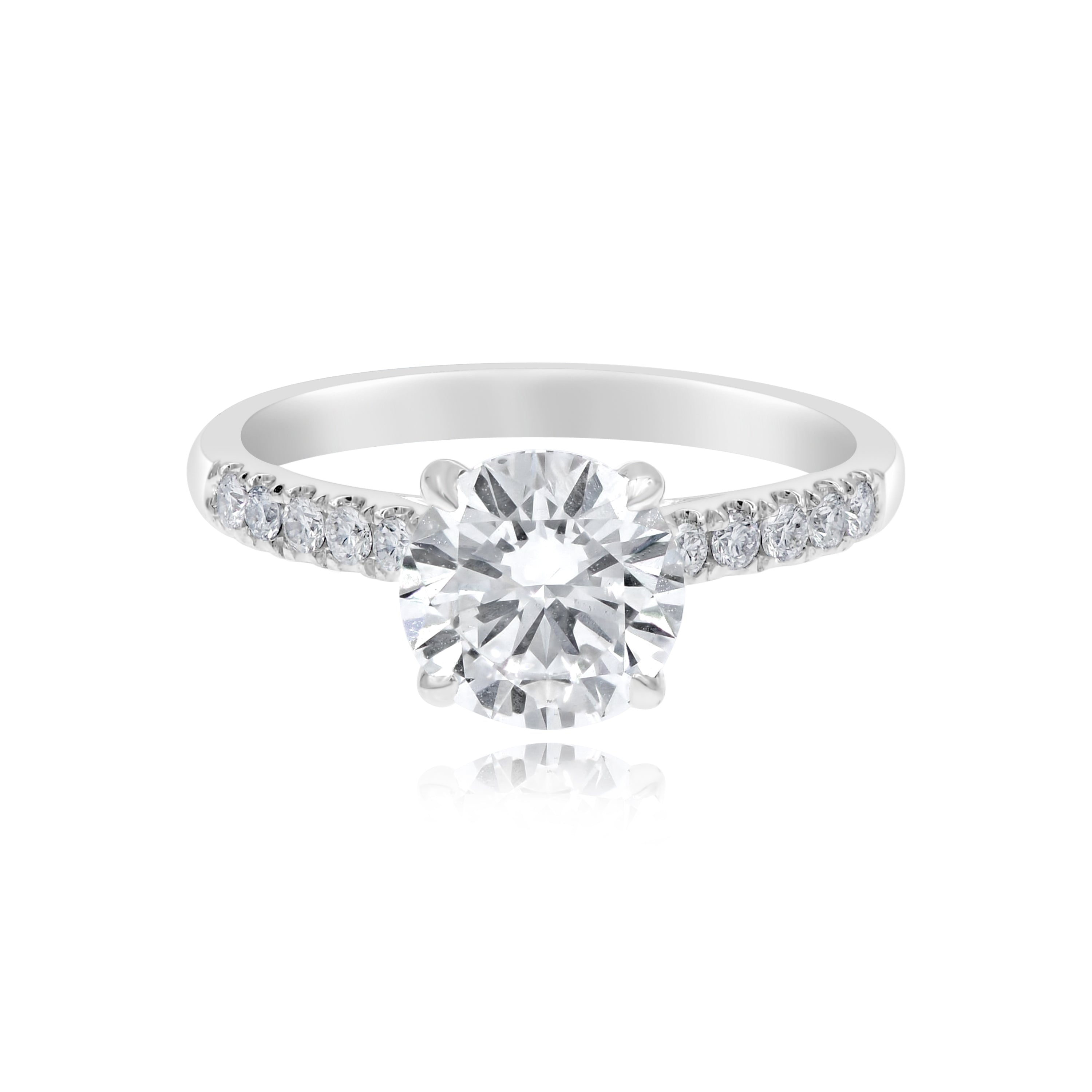2.43 ct. Lab-Grown Diamond 14K White Gold Round Classic Hidden Halo Pave Ring