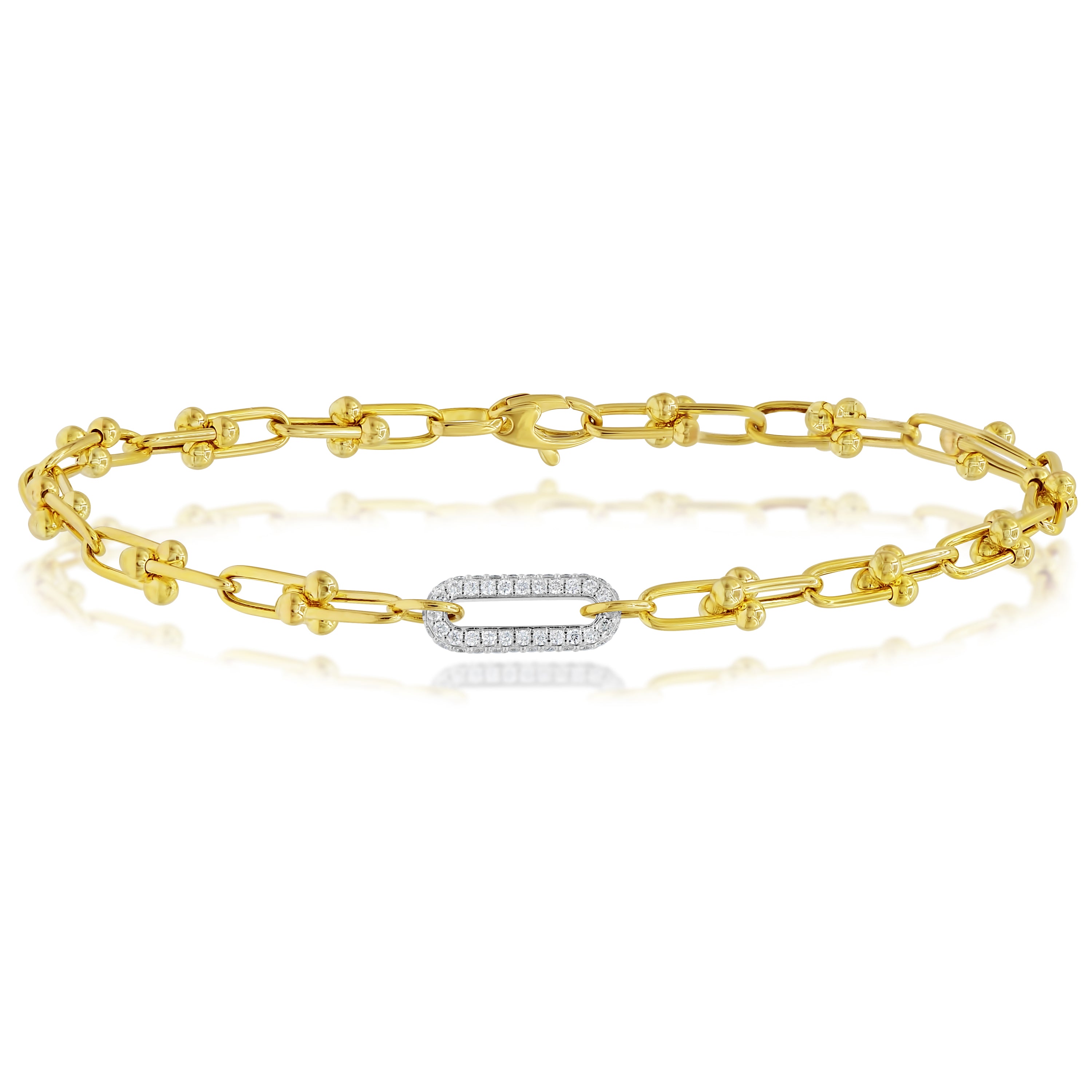 0.46 ct. Diamond 14K Two Tone Gold Paper-Clip Link Bracelet