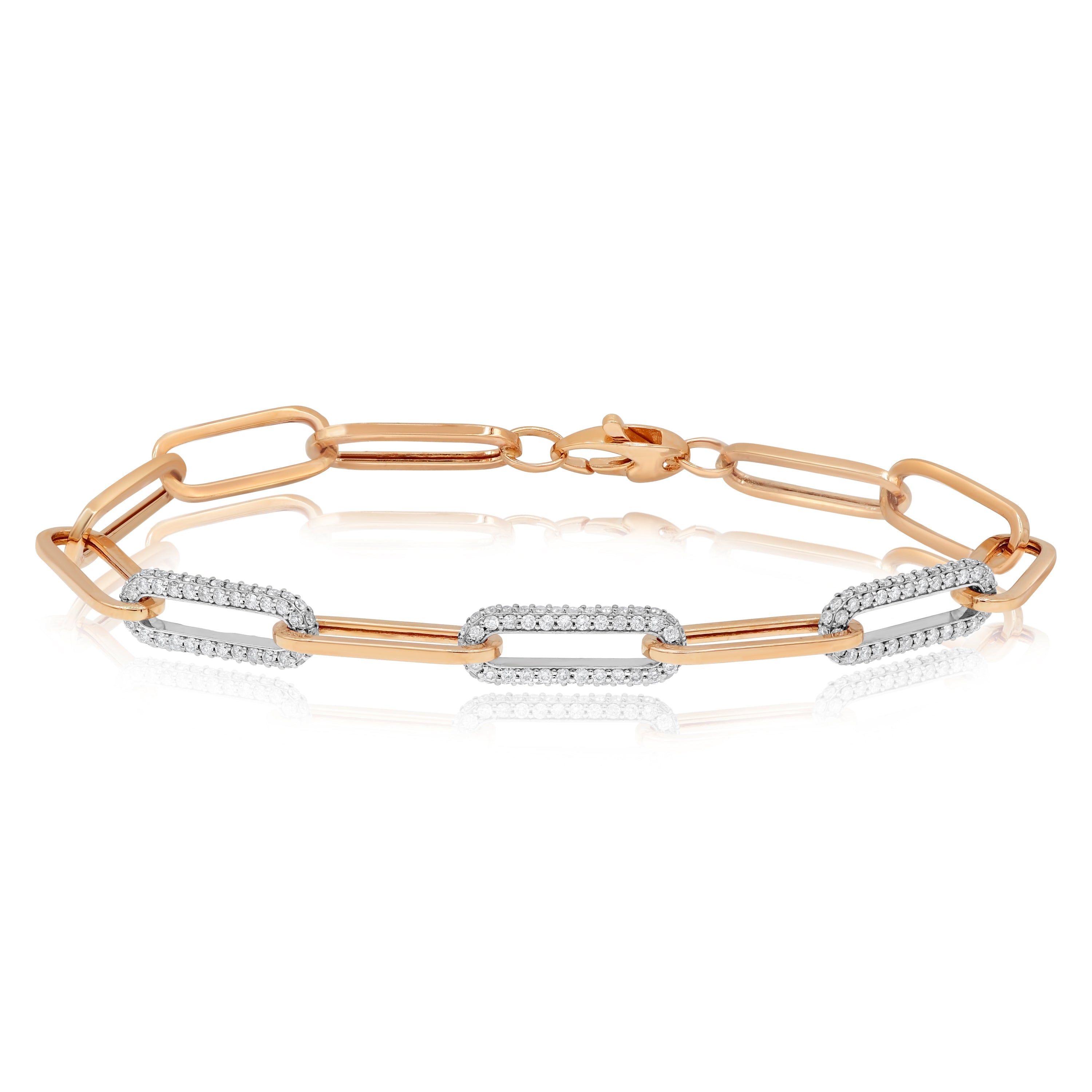 1.87 ct. Diamond 14K Two Tone Gold Paperclip Bracelet