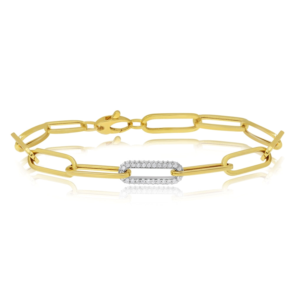 0.68 ct. Diamond 14K Two Tone Gold Paperclip Bracelet