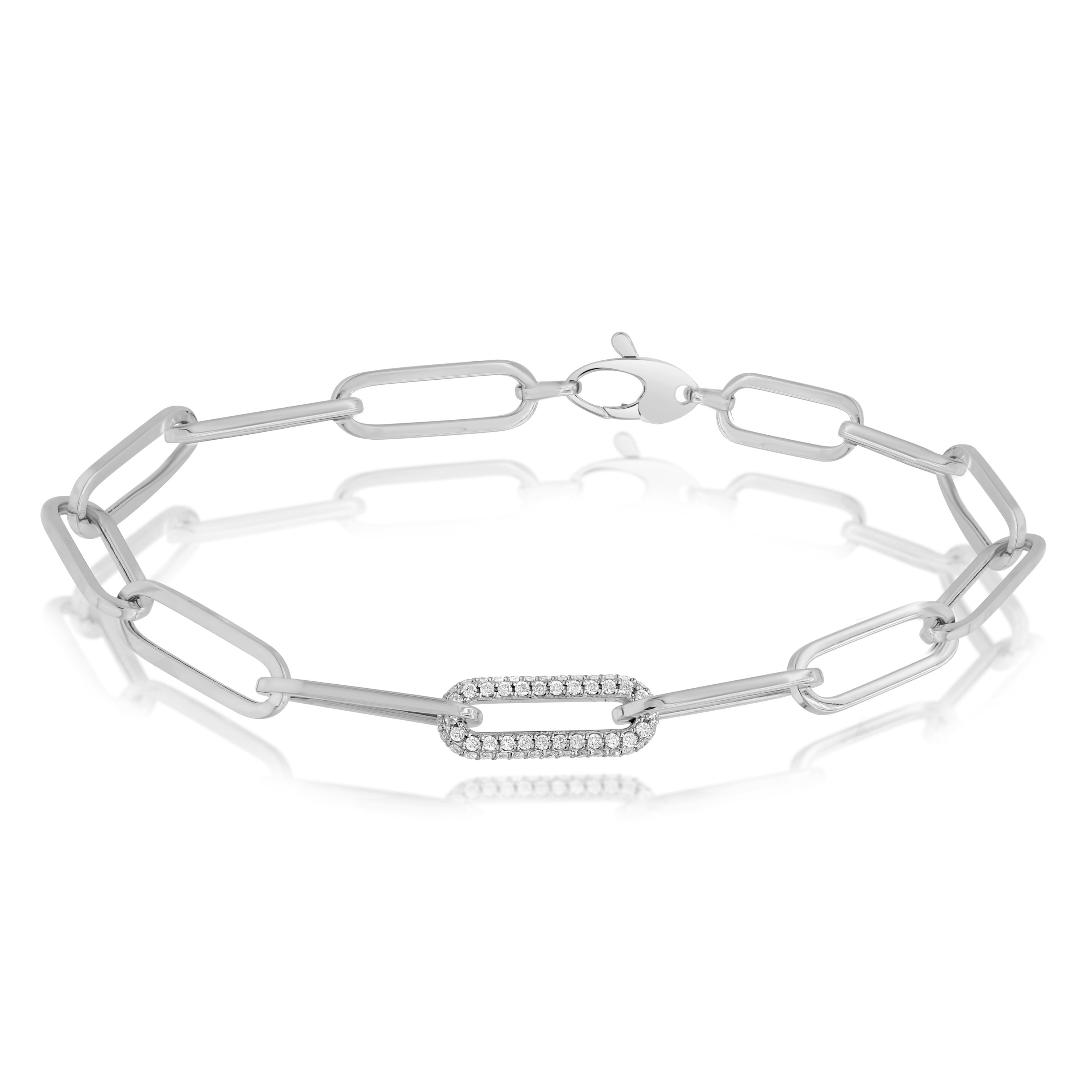 0.54 ct. Diamond 14K White Gold Paperclip Bracelet