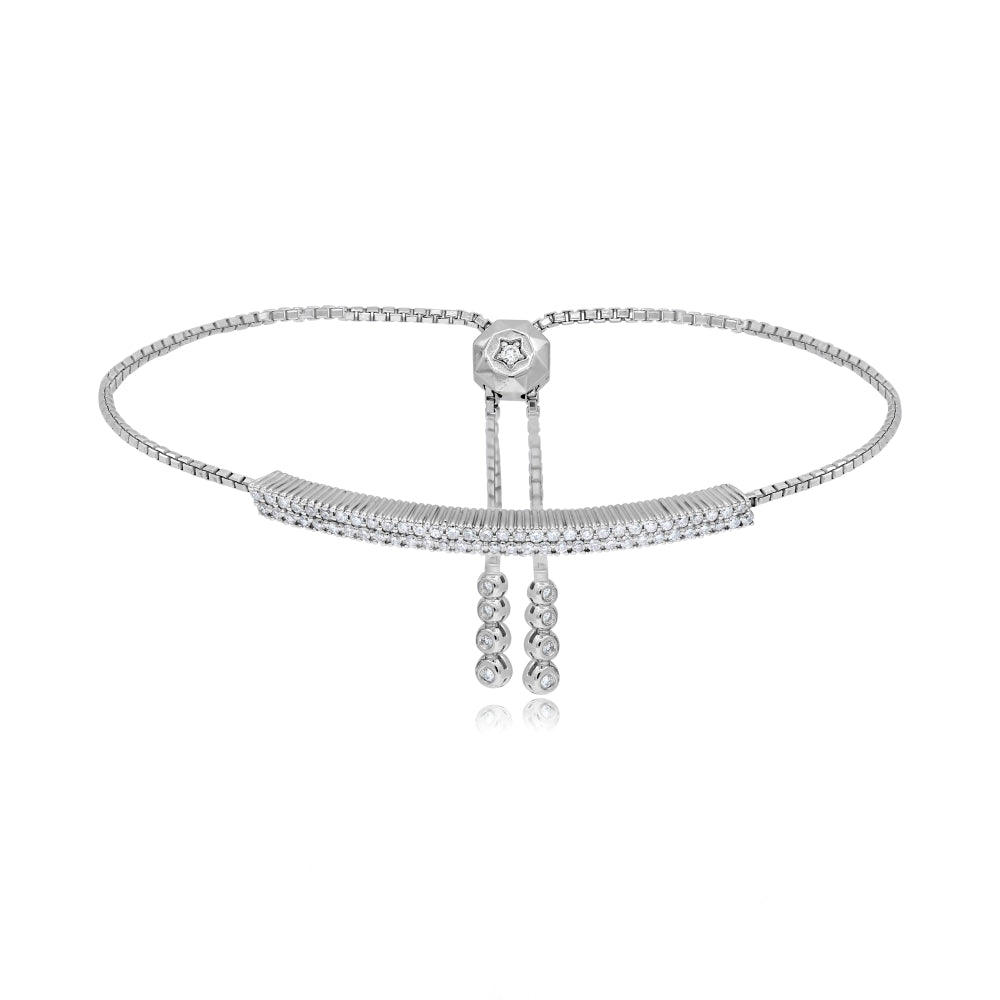 0.59 ct. Diamond 18K White Gold Bar Bolo Bracelet