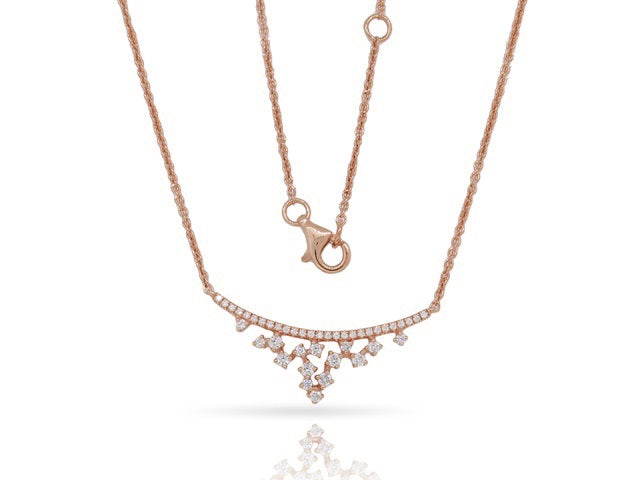 0.29 ct. Diamond 14K Rose Gold  Floating Diamond Bib Necklace 18"