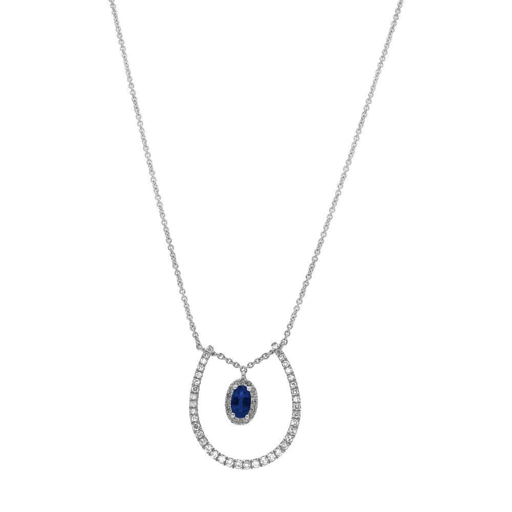 0.31 ct. Sapphire & 0.25 ct. Diamond 14K White Gold Pendant Necklace