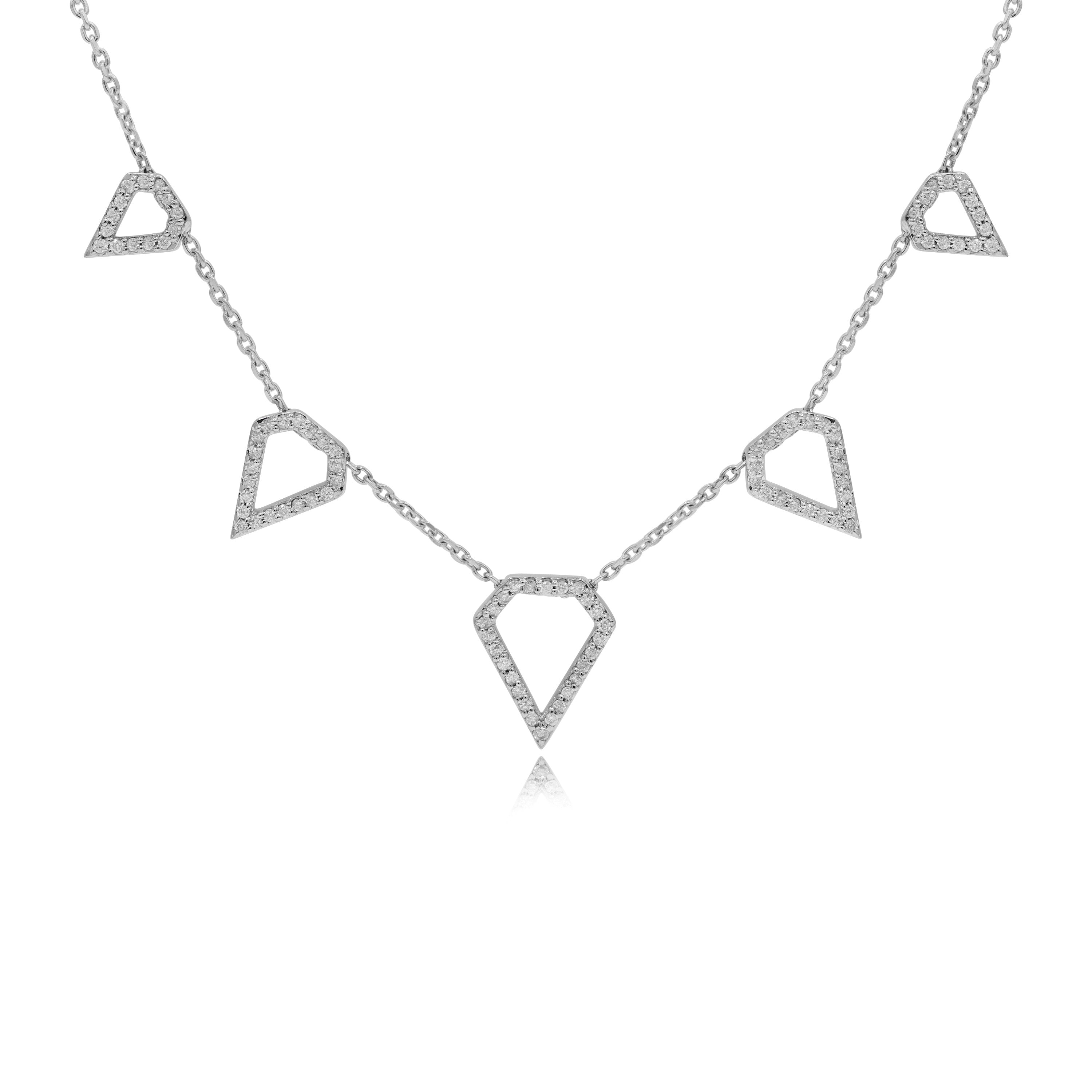 0.36 ct. Diamond 14K White Gold Diamond Stone Station Necklace 16-18''