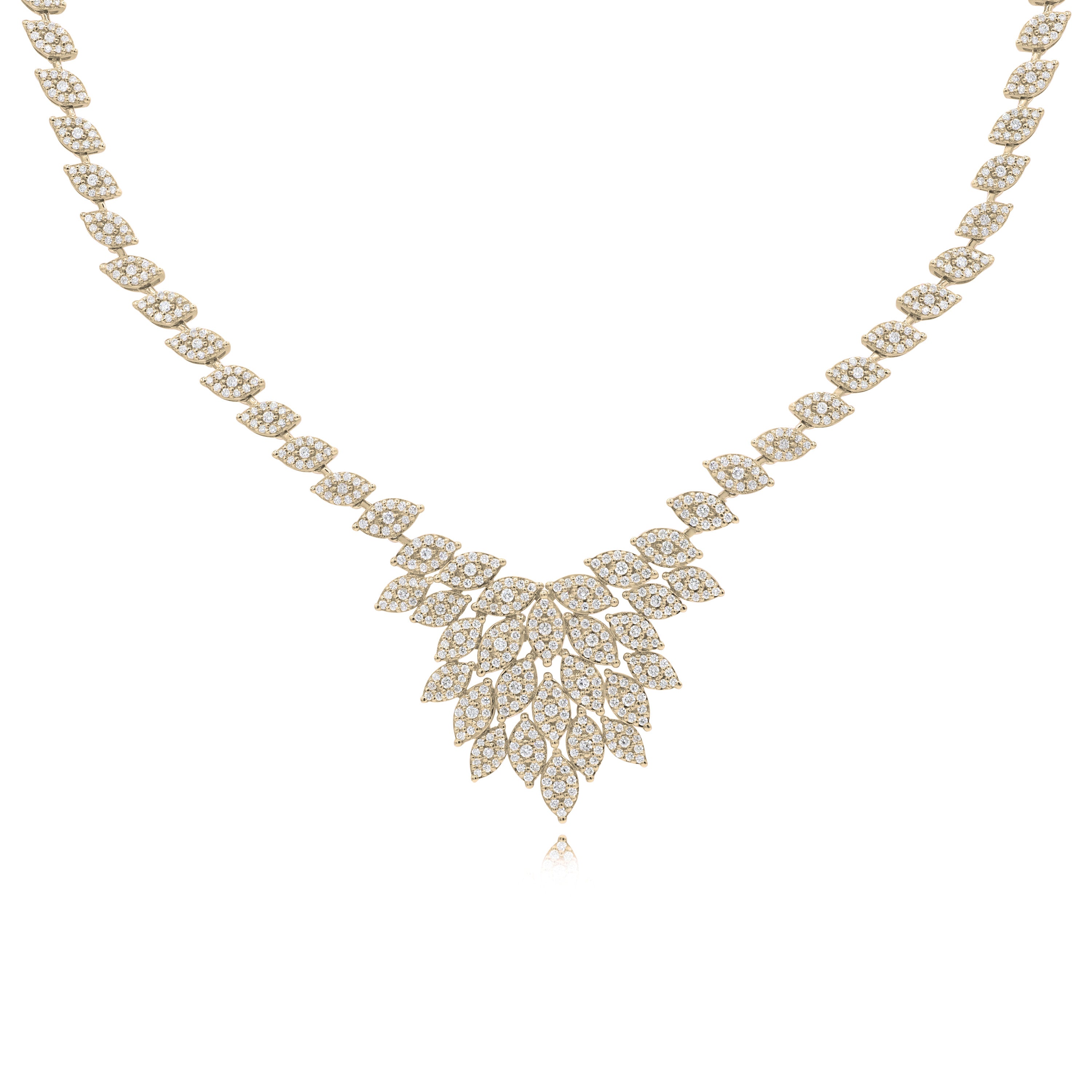 2.98 ct. Diamond 18K Yellow Gold Cluster Statement Necklace