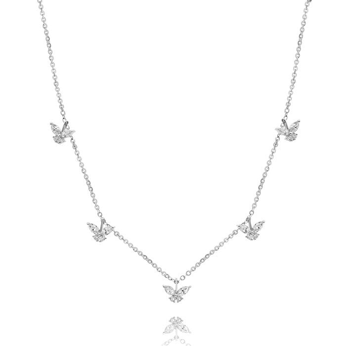 0.68 ct. Diamond 18K White Gold Butterfly Station Necklace