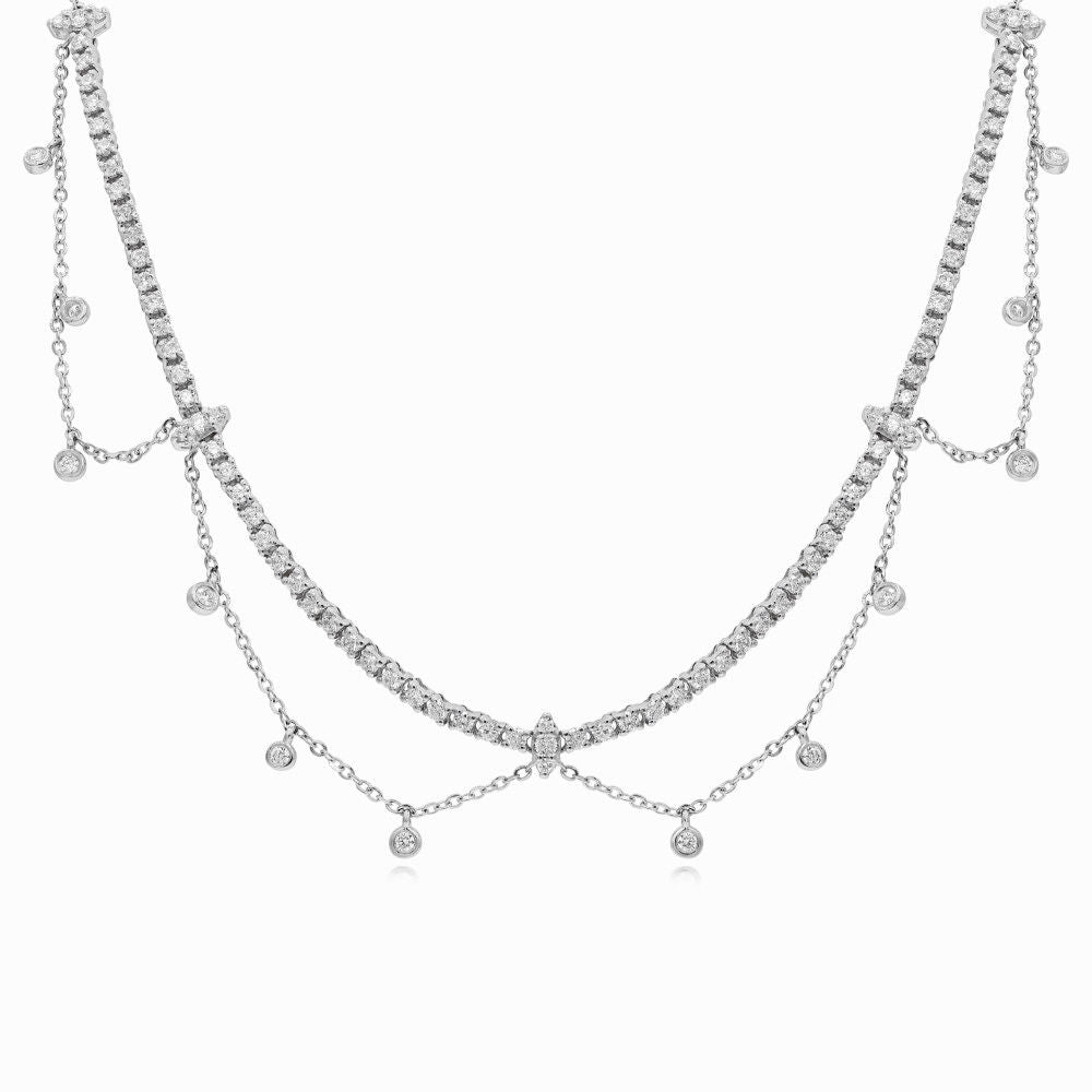 1.71 ct. Diamond 14K White Gold Festoon Necklace