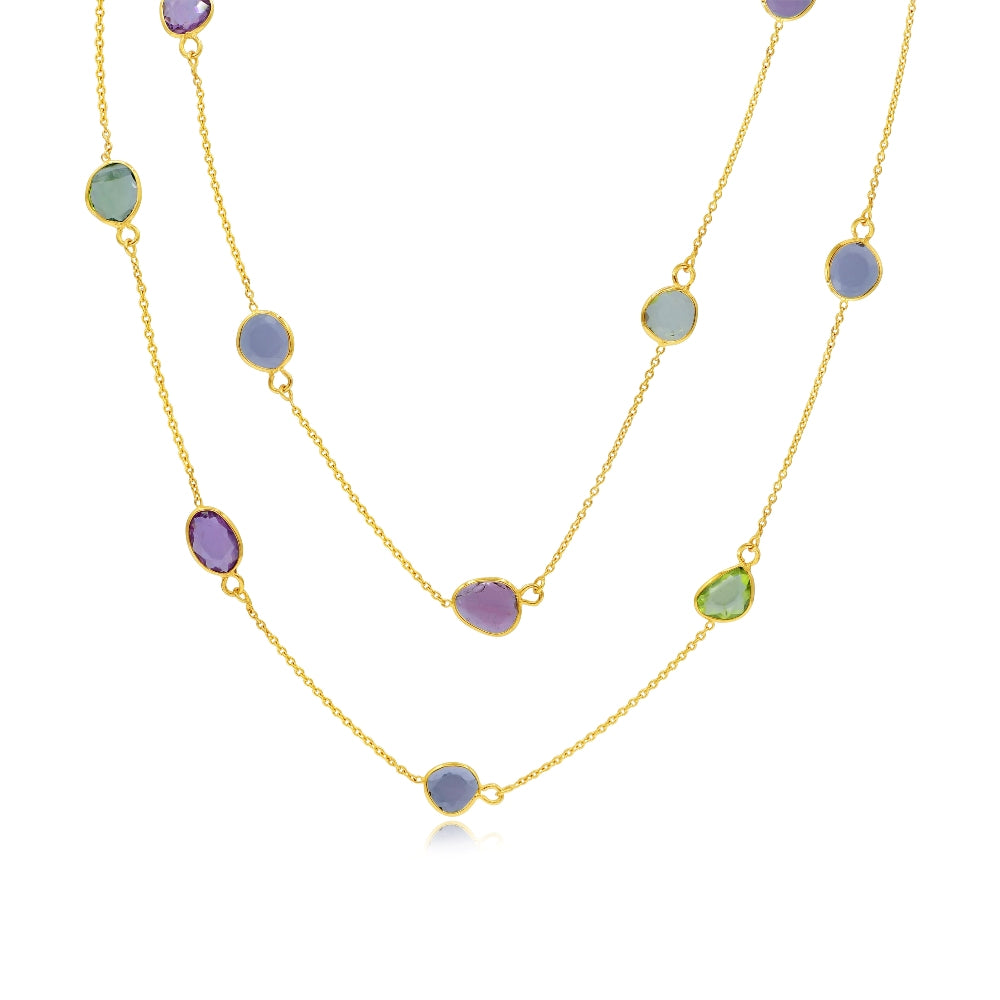 22.4 ct. Tourmaline 18K Yellow Gold Stone Station Necklace