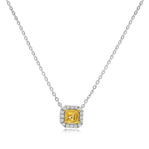 0.16 ct. Diamond 14K Two Tone Gold Square Pendant Mounting