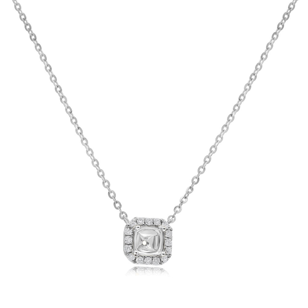 0.16 ct. Diamond 14K White Gold Square Pendant Mounting