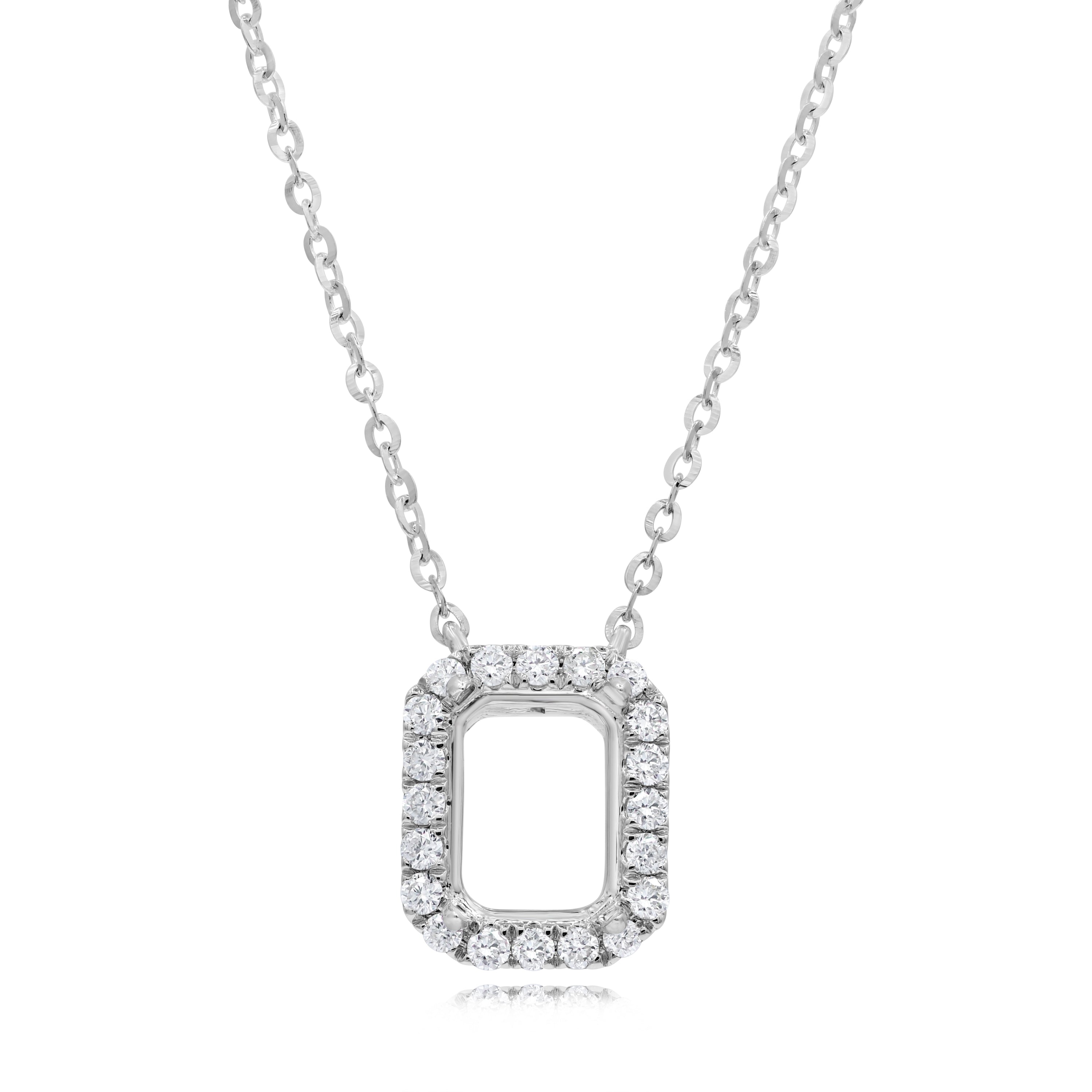 0.23 ct. Diamond 14K White Gold Necklace 18" 8X6 Mounting