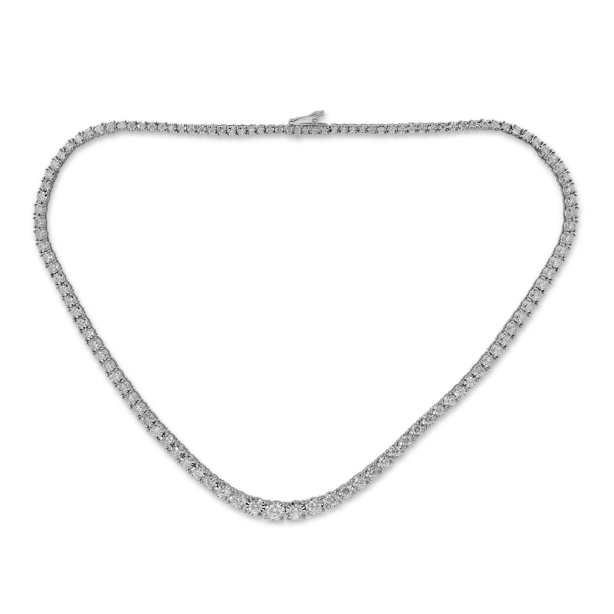 6.93 ct. Diamond 14K White Gold Graduated Tennis Necklace 16"