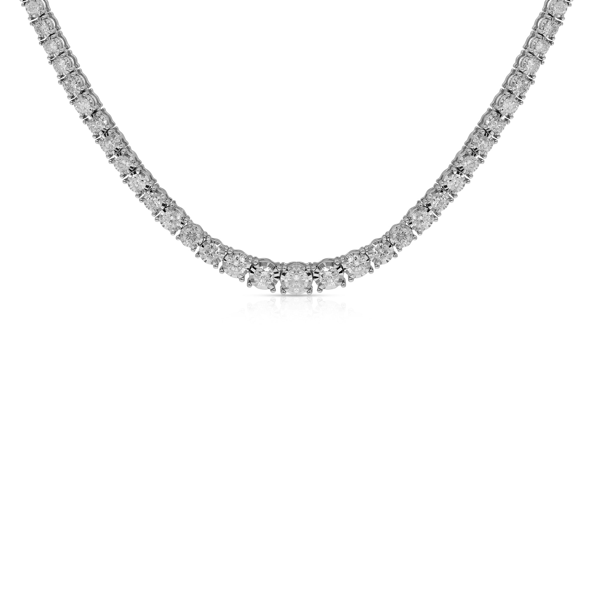6.93 ct. Diamond 14K White Gold Graduated Tennis Necklace 16"