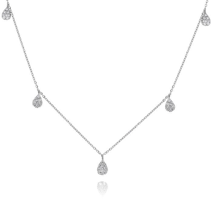 0.46 ct. Diamond 14K White Gold Stone Station Necklace 18"