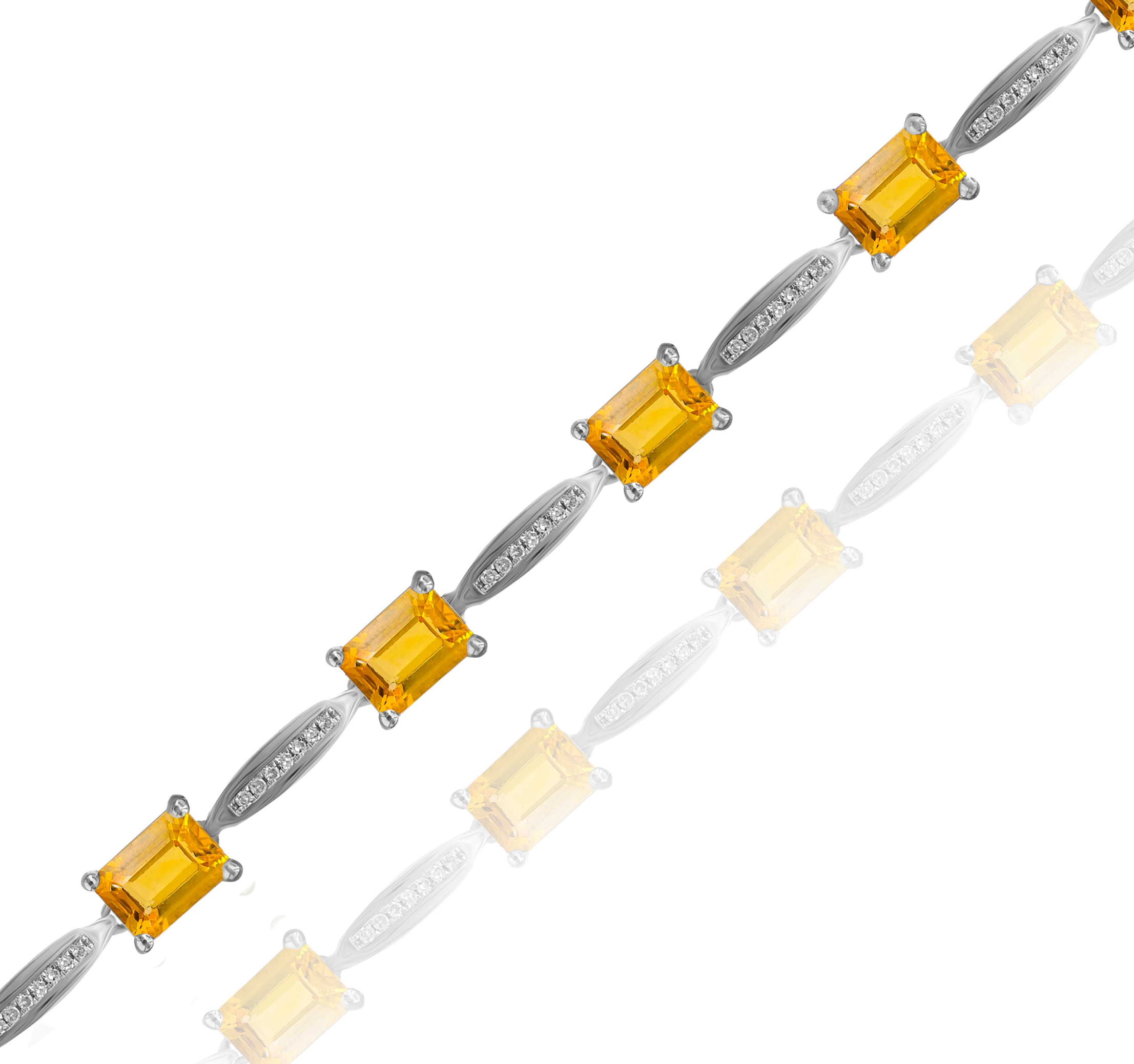 7.58 ct. Citrine & 0.25 ct. Diamond 14K White Gold Link Bracelet